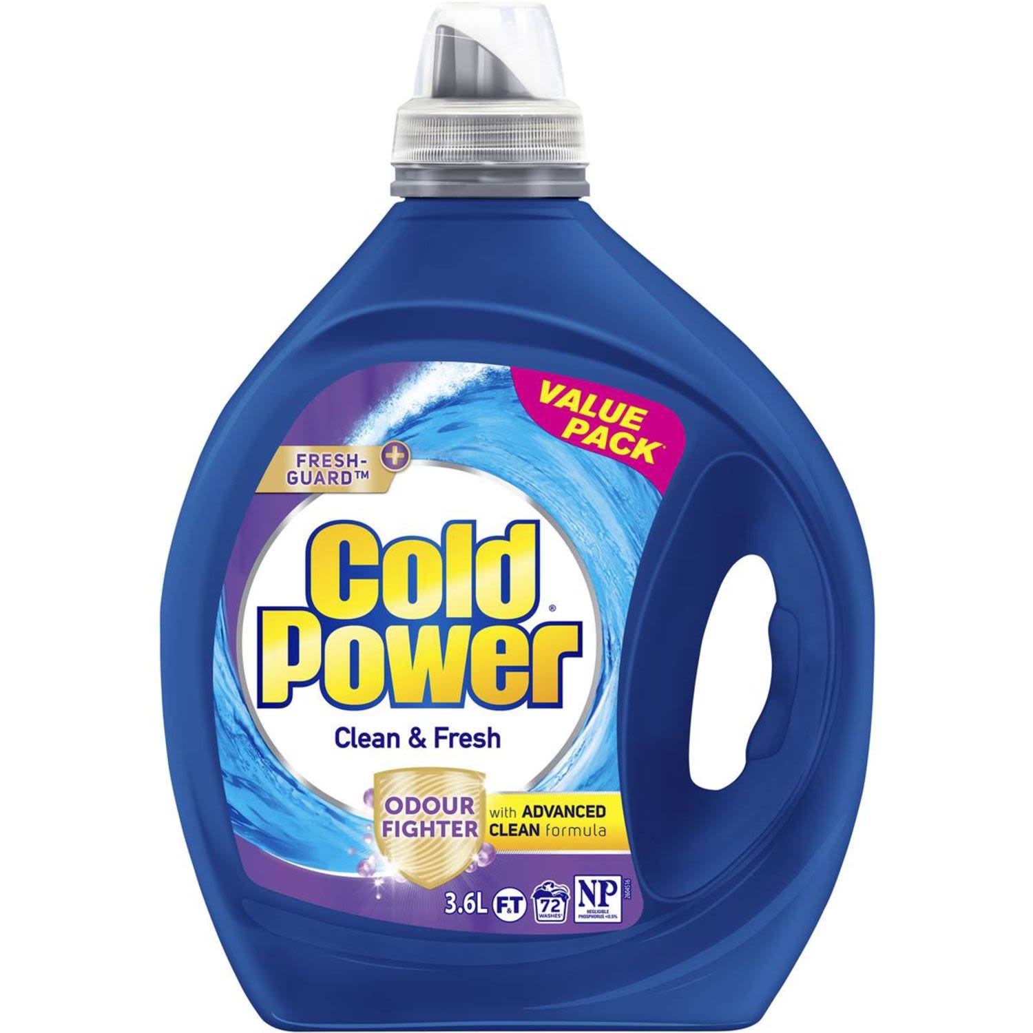 Cold Power Clean & Fresh Laundry Detergent with Odour Fighter, 3.6 Litre