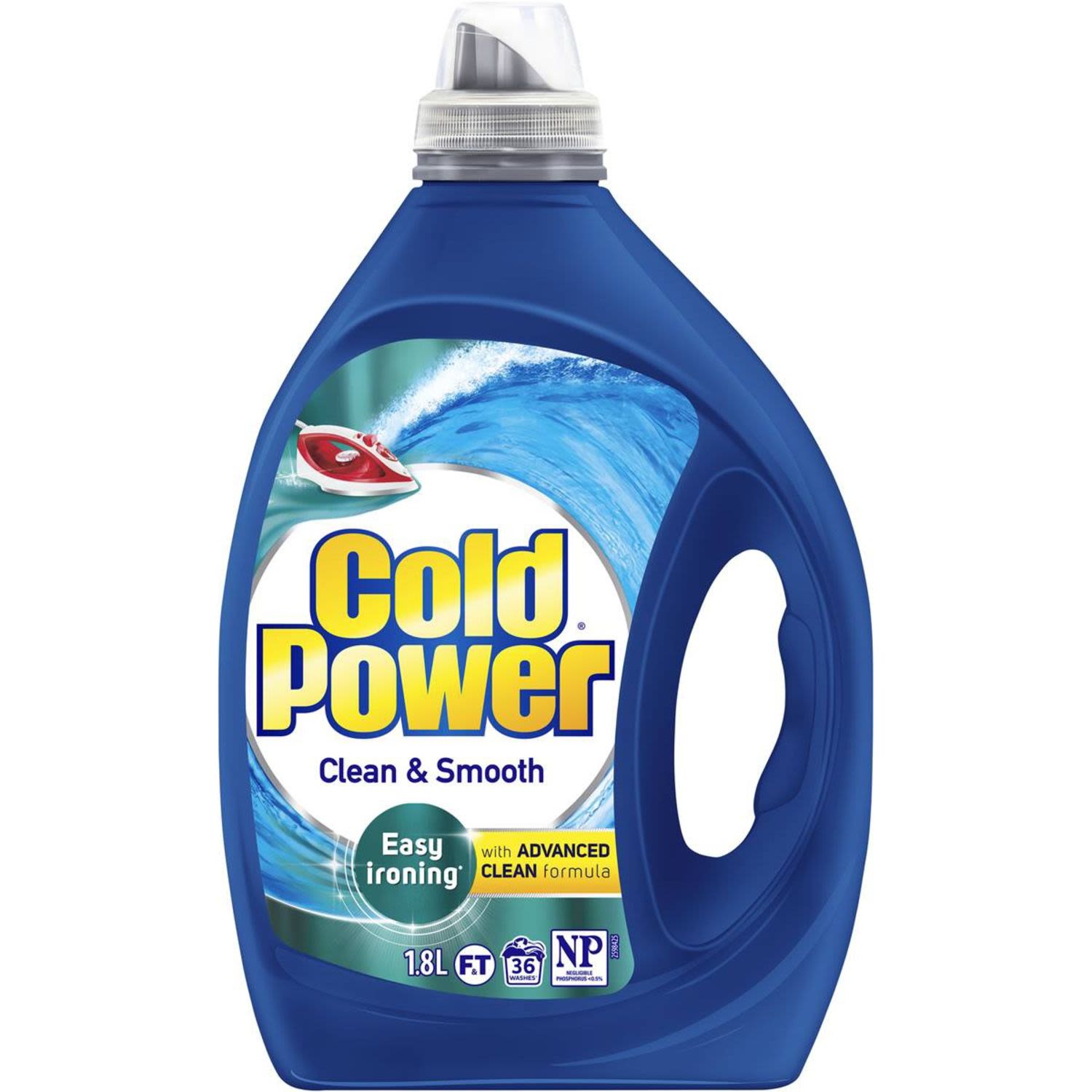 Cold Power Clean & Smooth Laundry Detergent Liquid Easy Ironing, 1.8 Litre