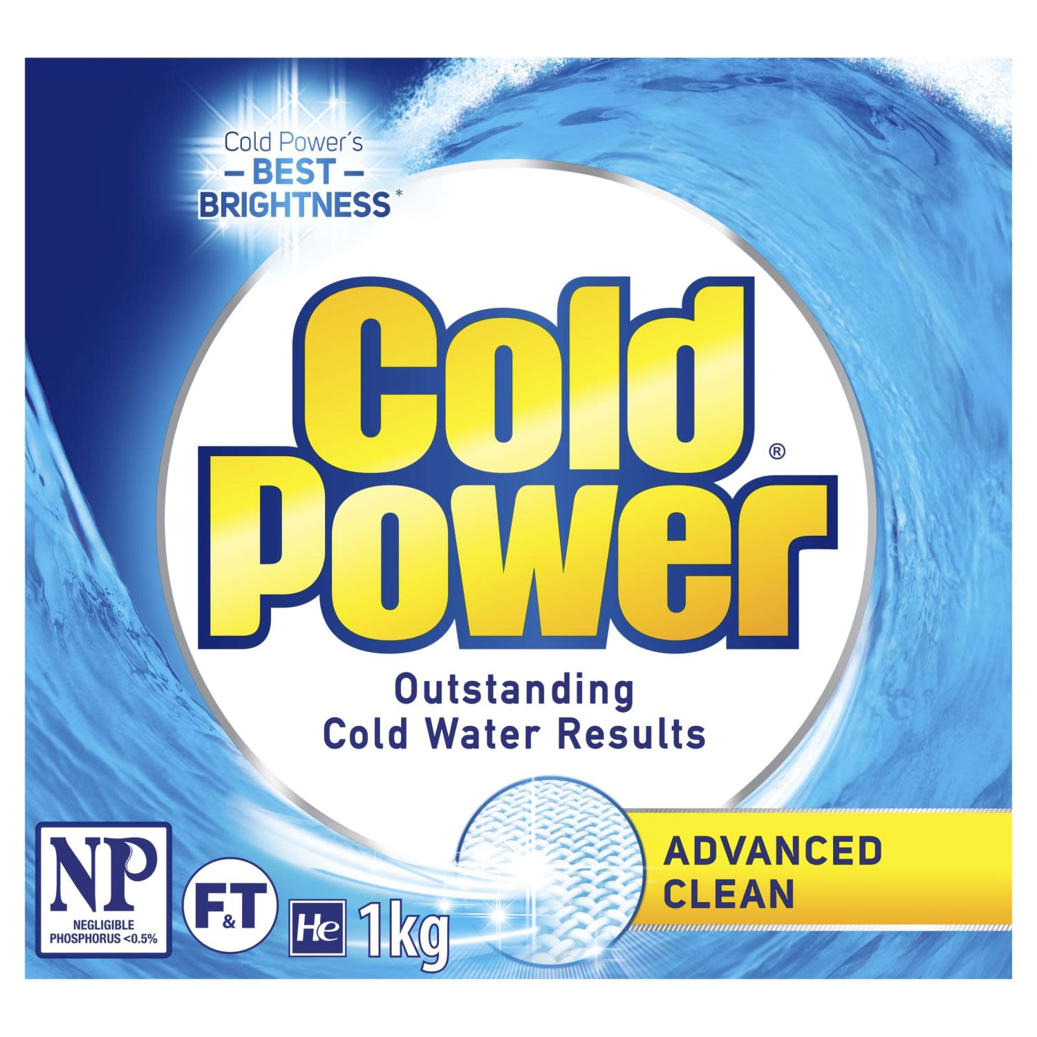 Cold Power Advanced Clean Laundry Detergent Powder, 1 Kilogram