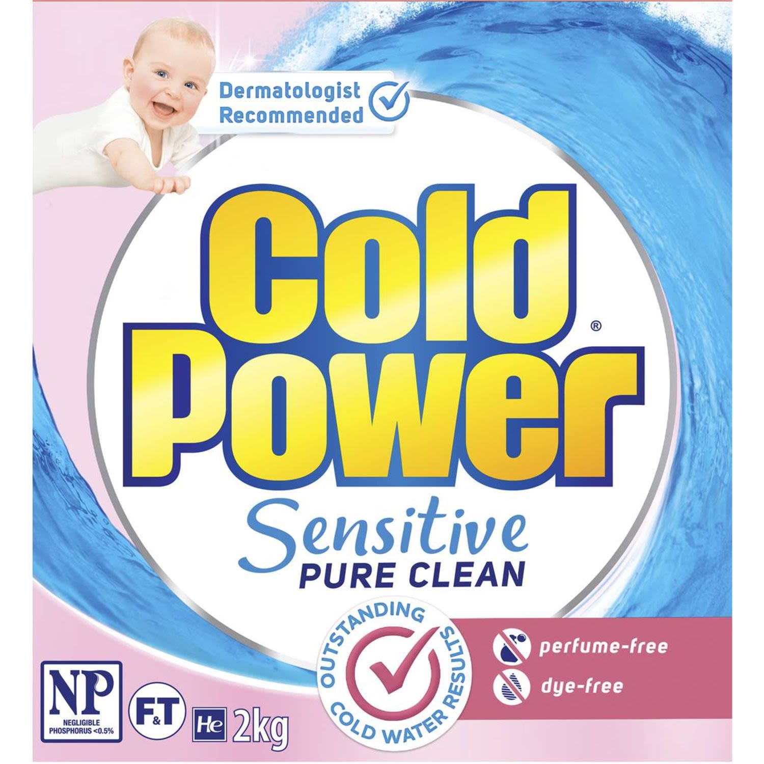 Cold Power Pure Clean Laundry Detergent Powder for sensitive skin, 2 Kilogram