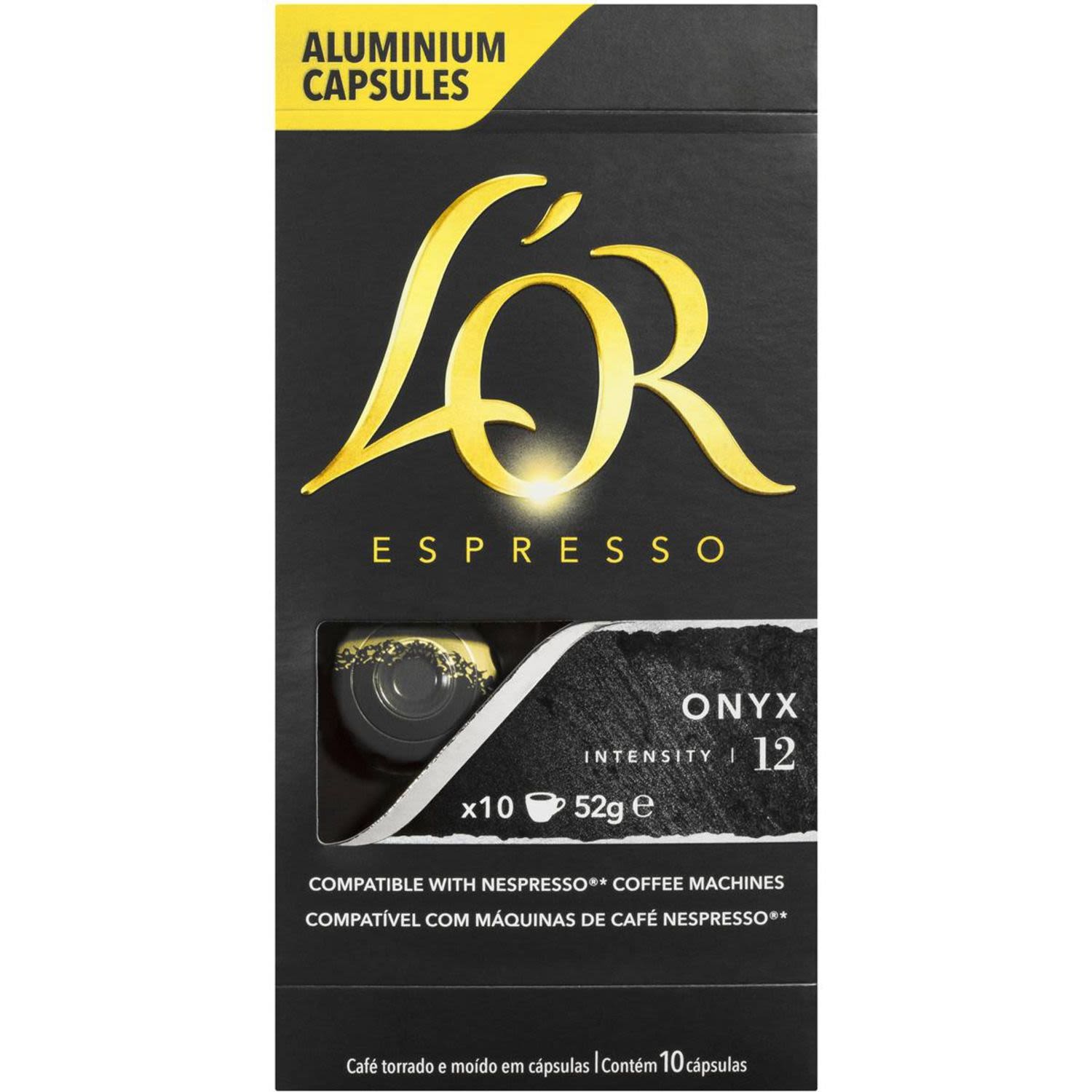 L'OR Espresso Onyx Coffee Capsules Compatible with Nespresso, 10 Each