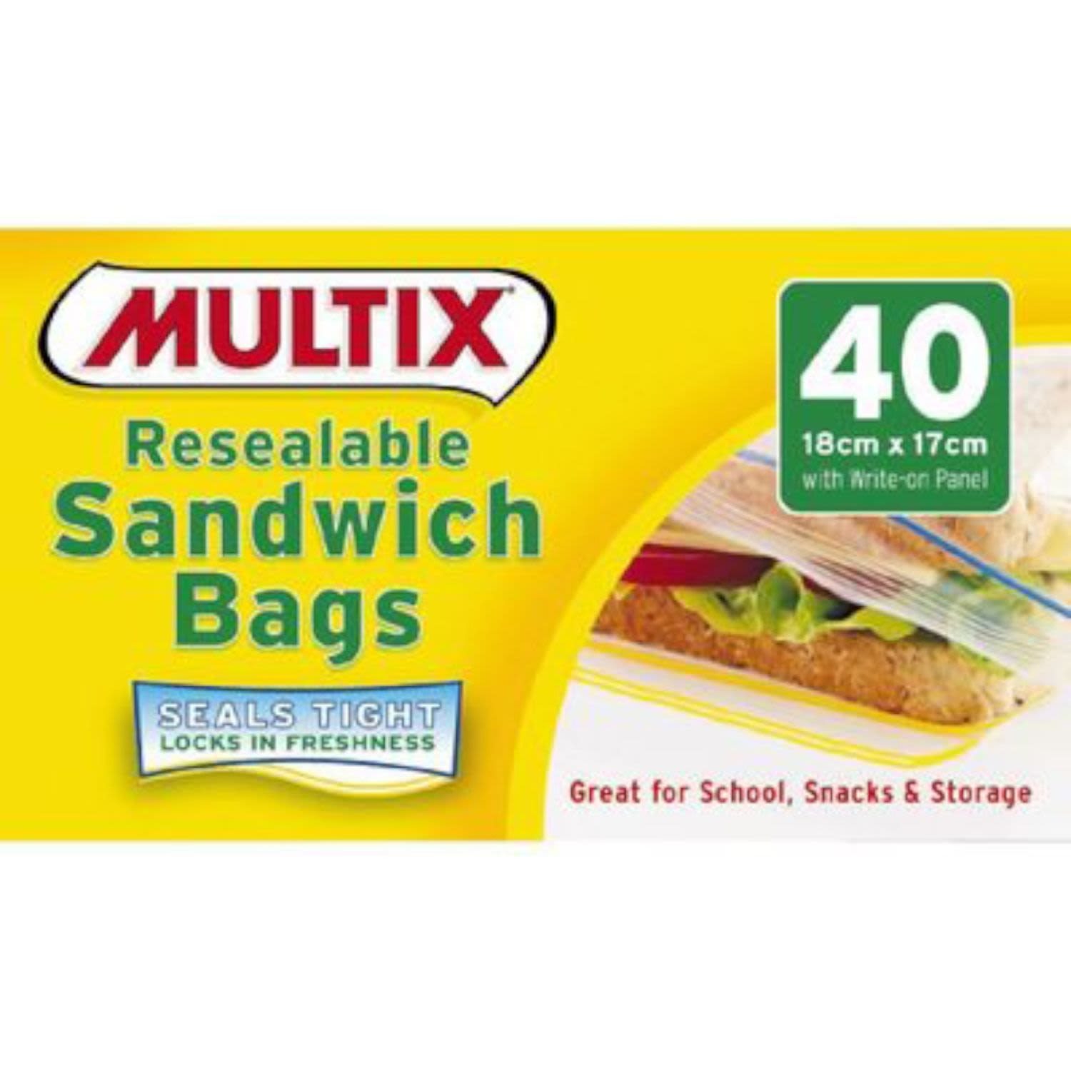 Multix Sandwich Bag Quick Zip, 40 Each