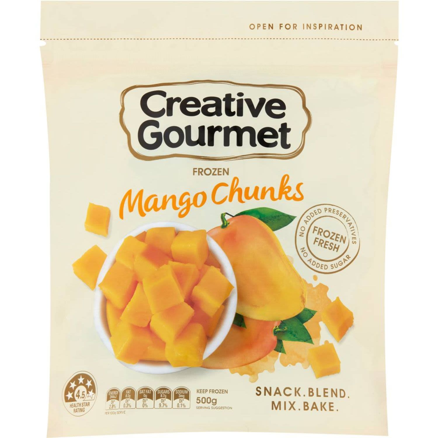 Creative Gourmet Frozen Mango Chunks, 500 Gram