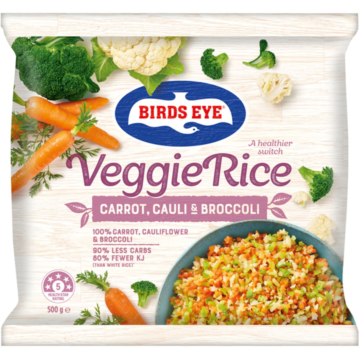 Birds Eye Veggie Rice Carrot, Cauli & Broccoli, 500 Gram