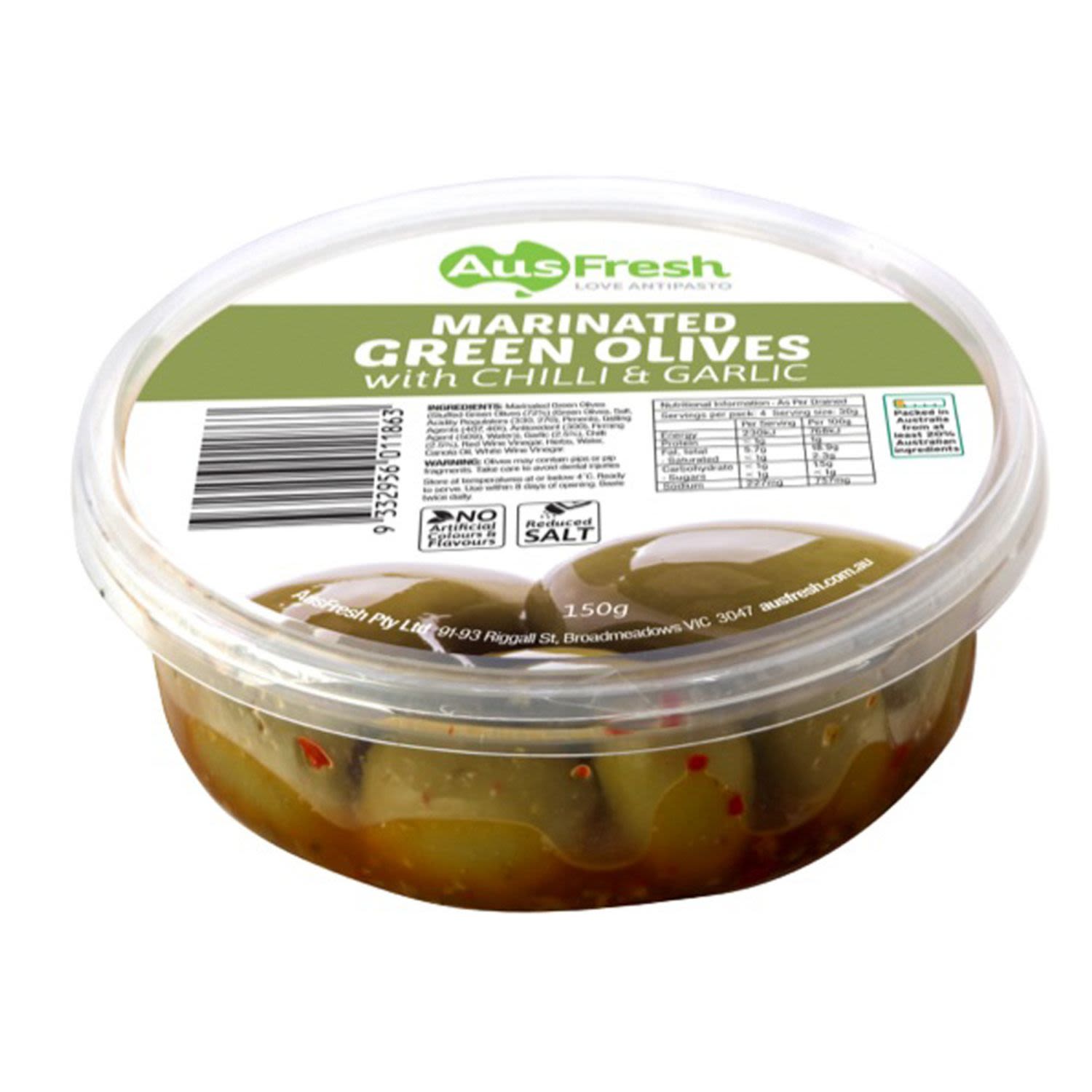 AusFresh Olive Green Chilli and Garlic, 150 Gram