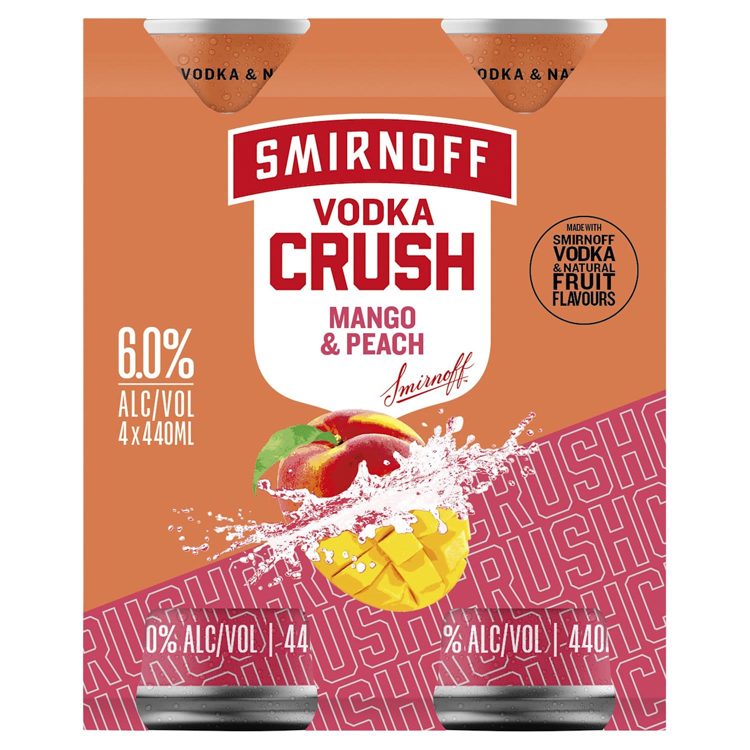 Smirnoff Crush Peach Mango Can 440mL 