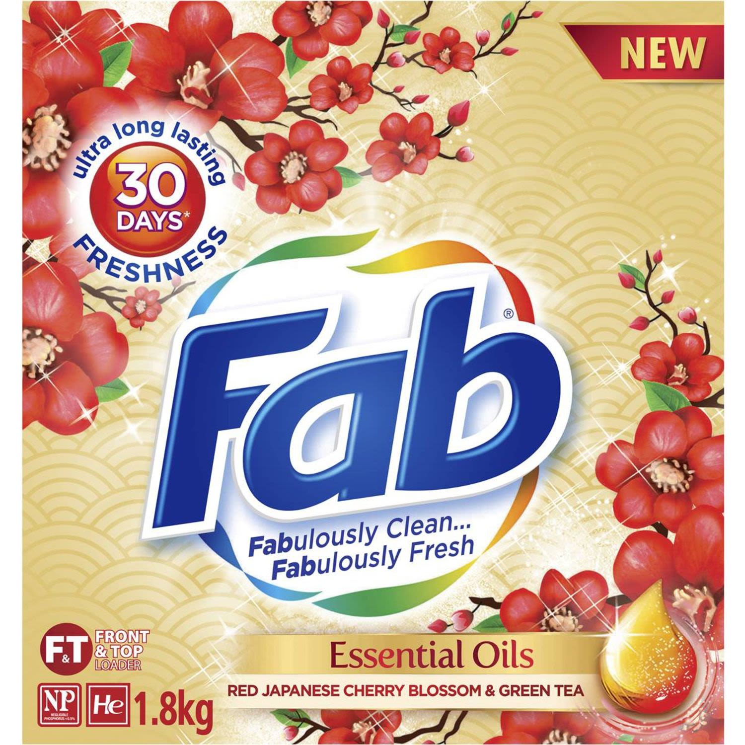 Fab Essential Oils Laundry Detergent Powder Japan, 1.8 Kilogram
