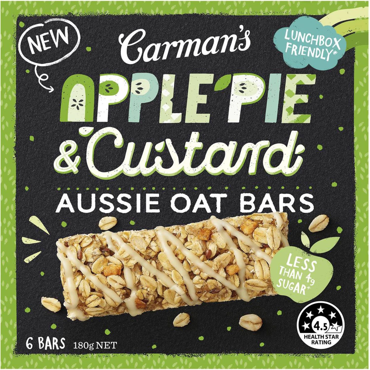 Carman's Apple Pie & Custard Aussie Oat Bars, 6 Each