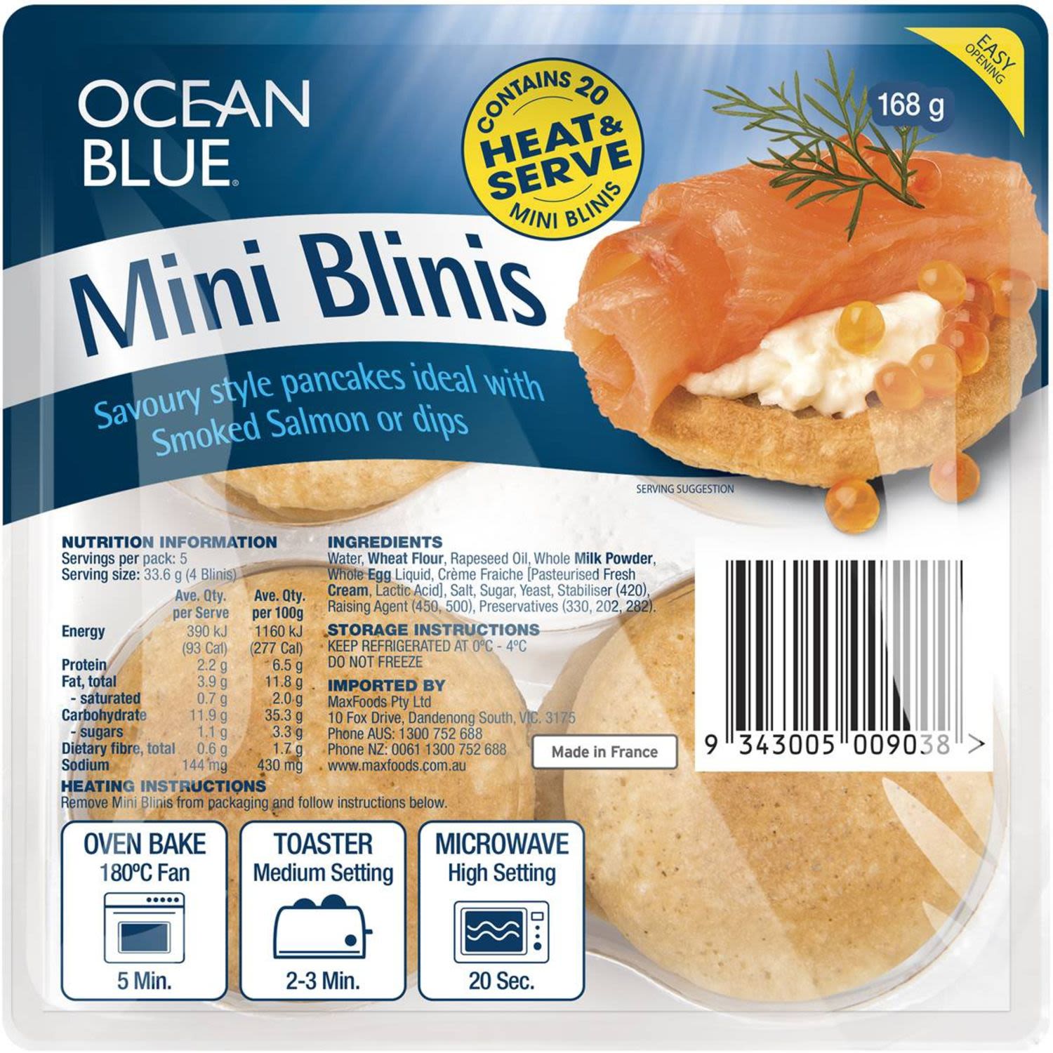 Ocean Blue Mini Blinis, 168 Gram