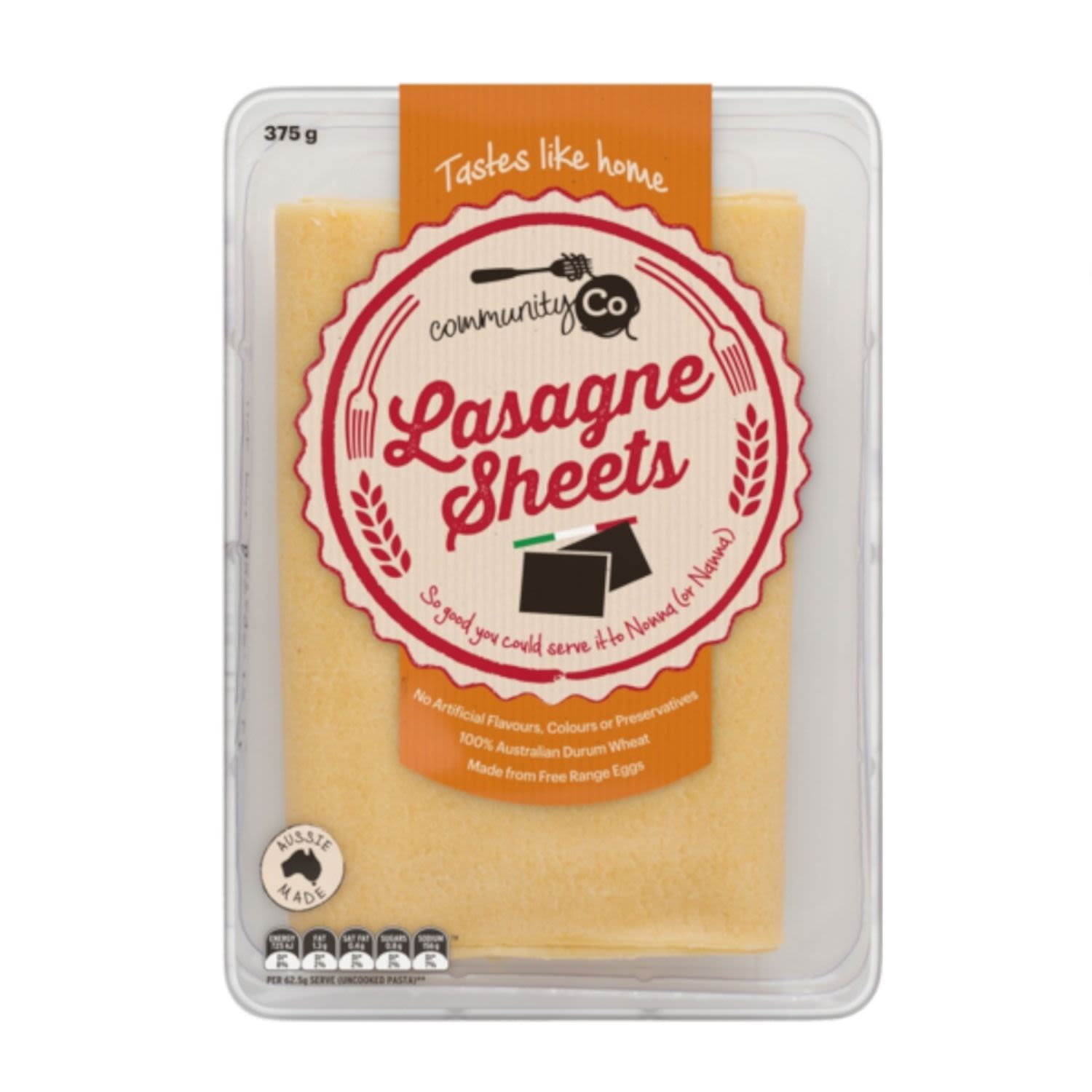 Community Co Fresh Lasagne Sheets, 375 Gram