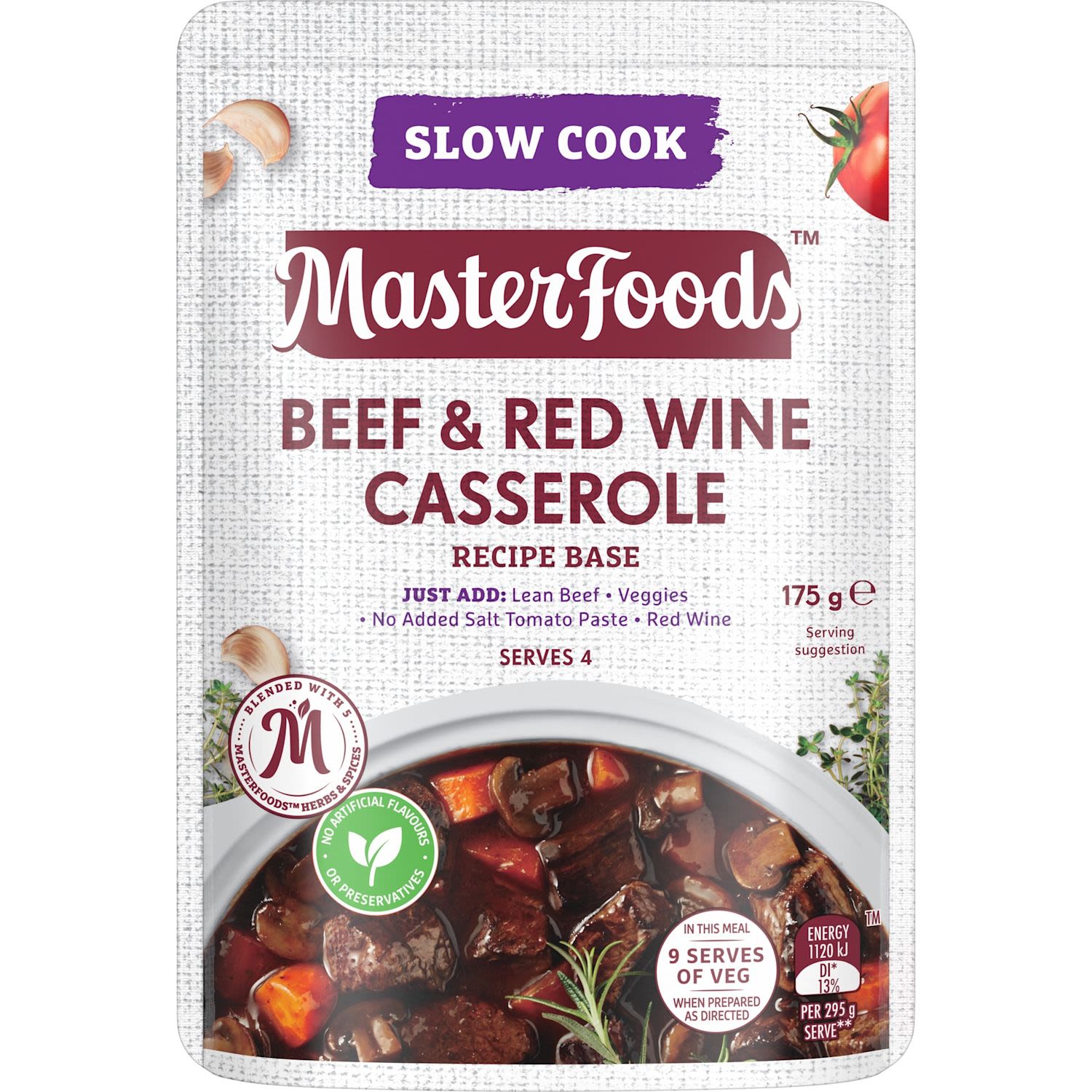 MasterFoods Slow Cooker Beef & Red Wine Casserole