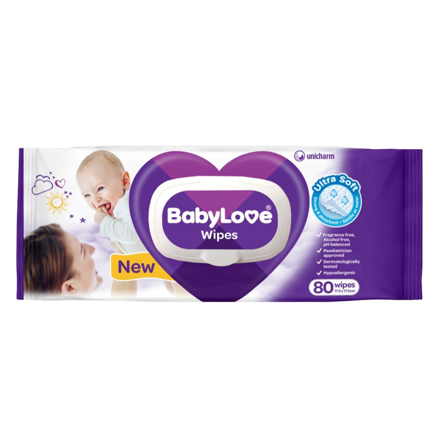 BabyLove Gentle Wave Wipes, 80 Each