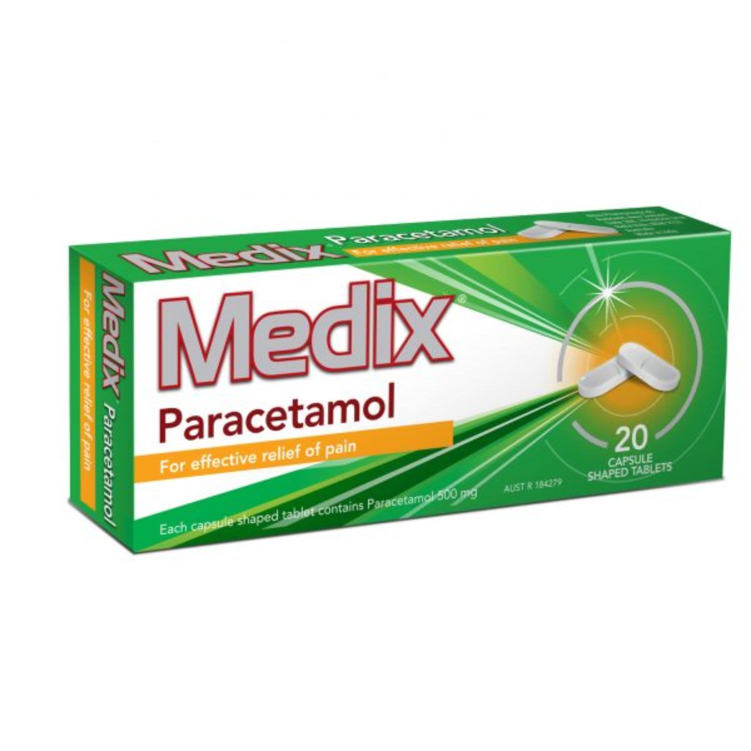 Medix Paracetamol Caplets, 20 Each