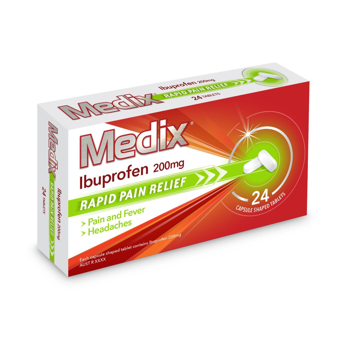 Medix Ibuprofen Caplets, 24 Each