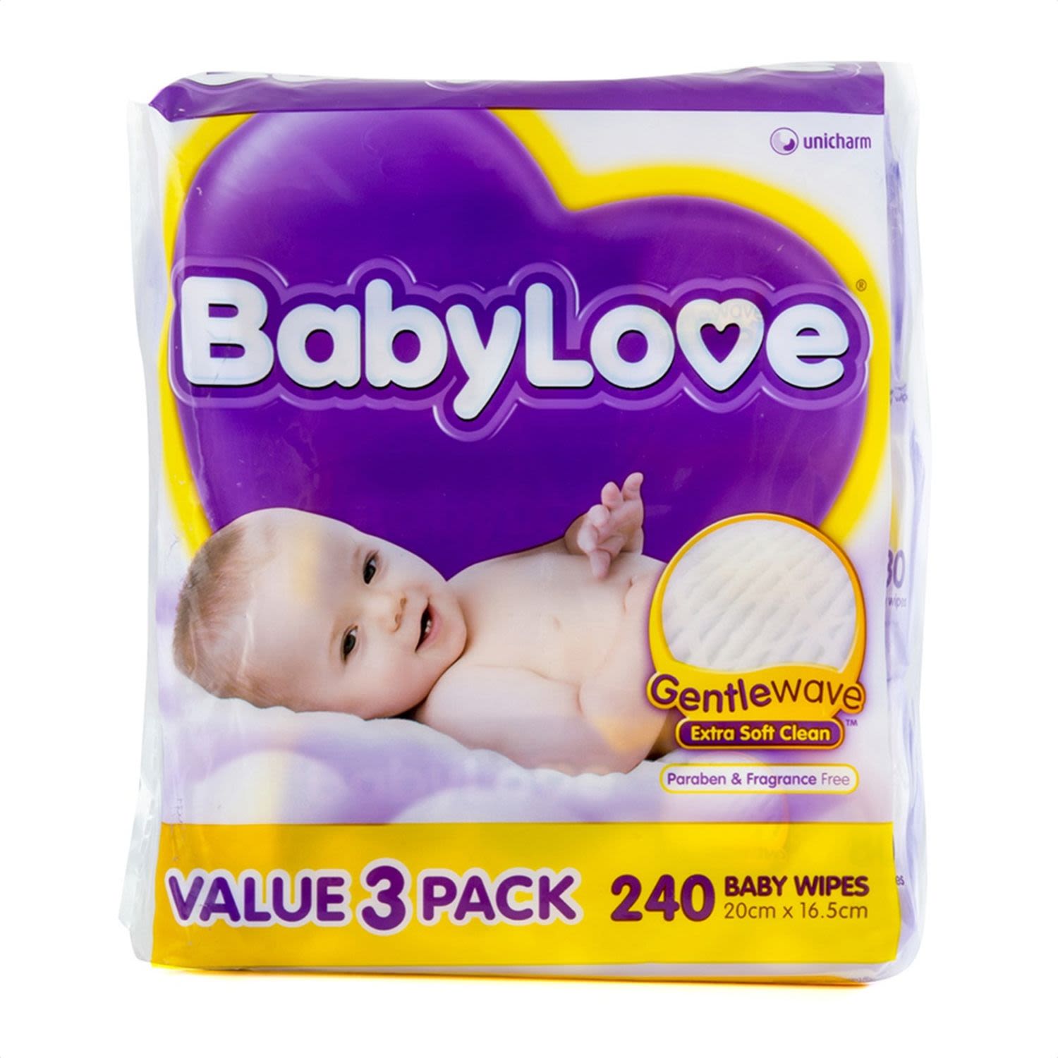 BabyLove Gentle Wave Wipes, 3 Each