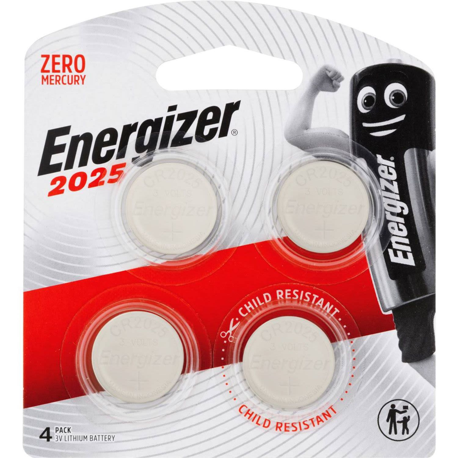 Energizer Lithium 2025 Battery, 4 Each
