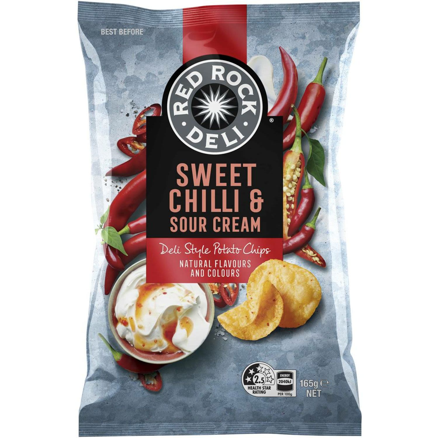 Red Rock Deli Sweet Chilli & Sour Cream Potato Chips, 90 Gram