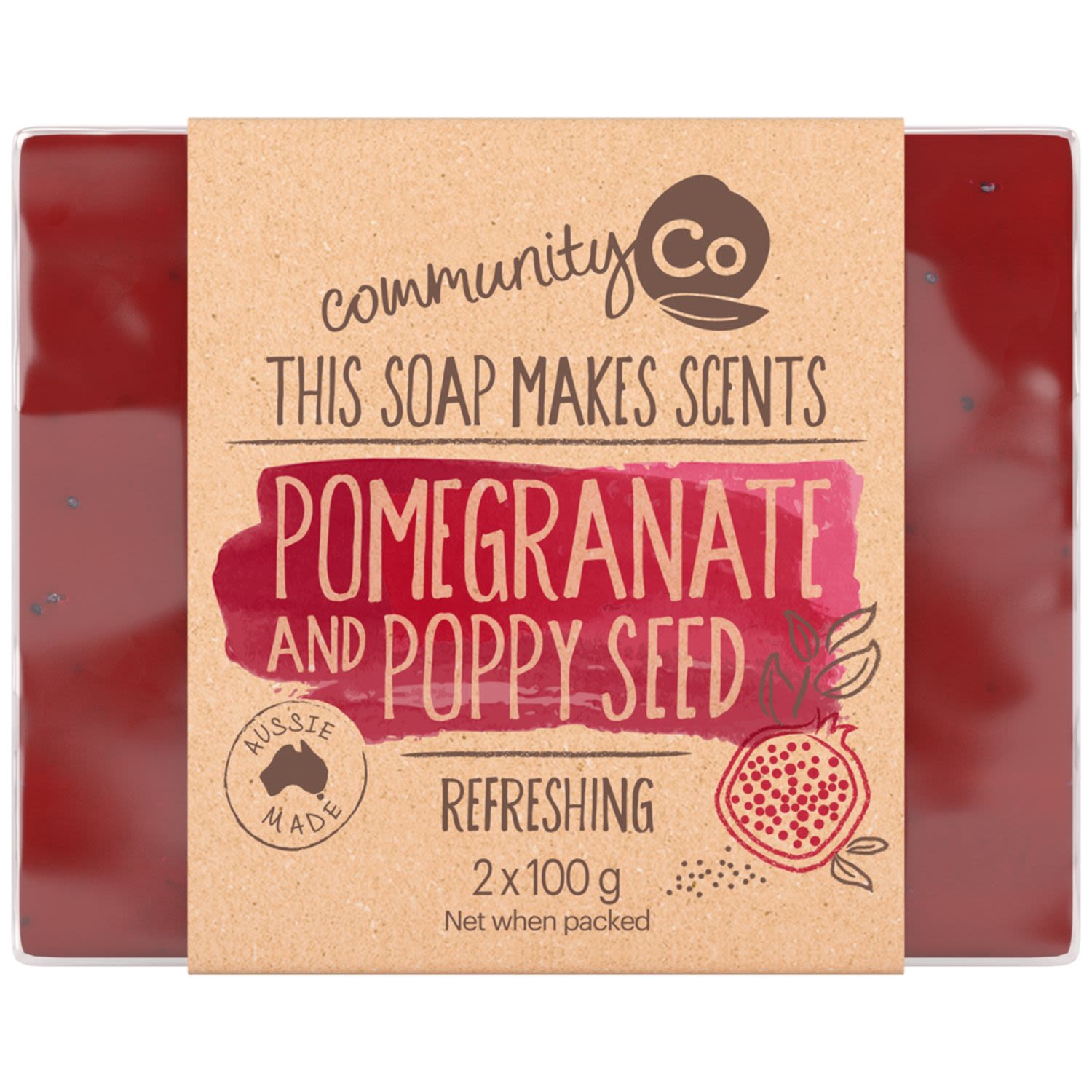 Community Co Pomegranate & Poppy Seed Soap, 2 Each