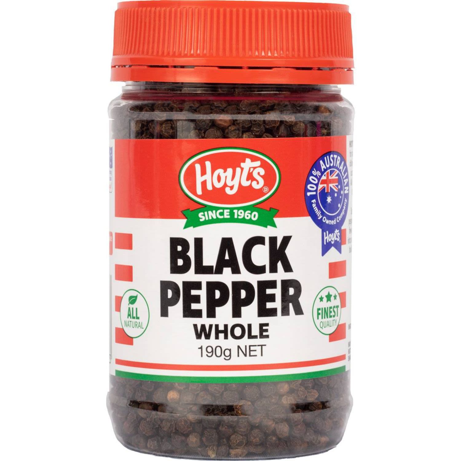 Hoyt's Black Pepper Whole, 190 Gram