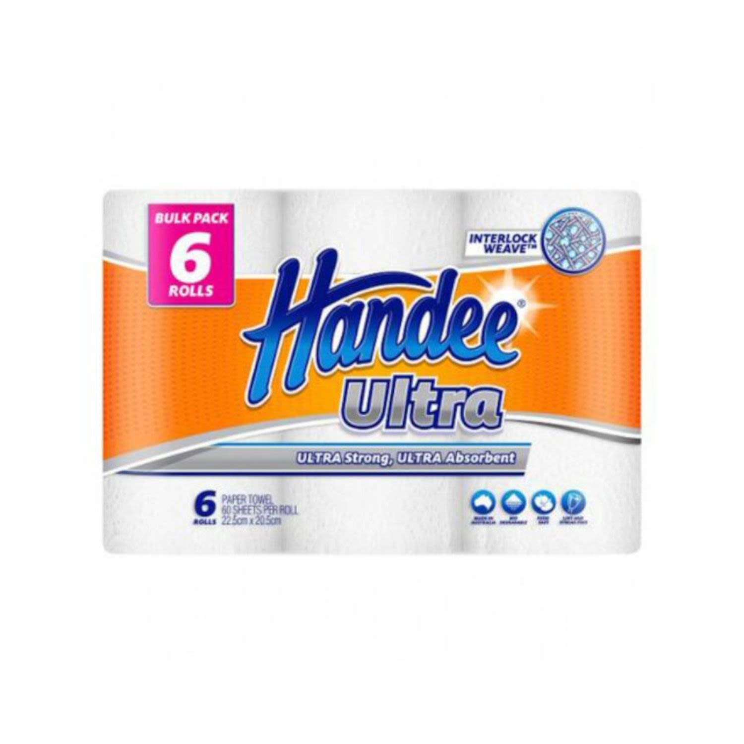 Handee Towel Ultra White 2Ply, 6 Each