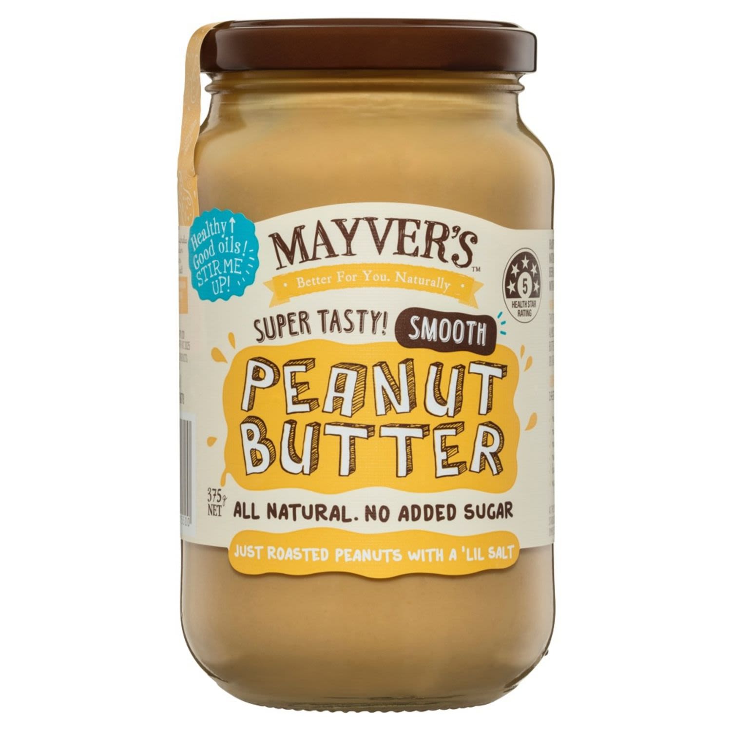 Mayver's Smooth Peanut Butter, 375 Gram