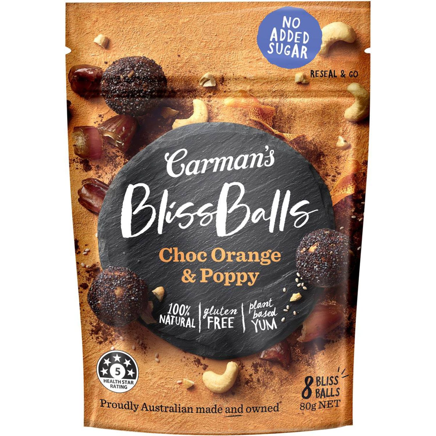 Carman's Orange Cacao Poppy Seed Bliss Balls, 80 Gram