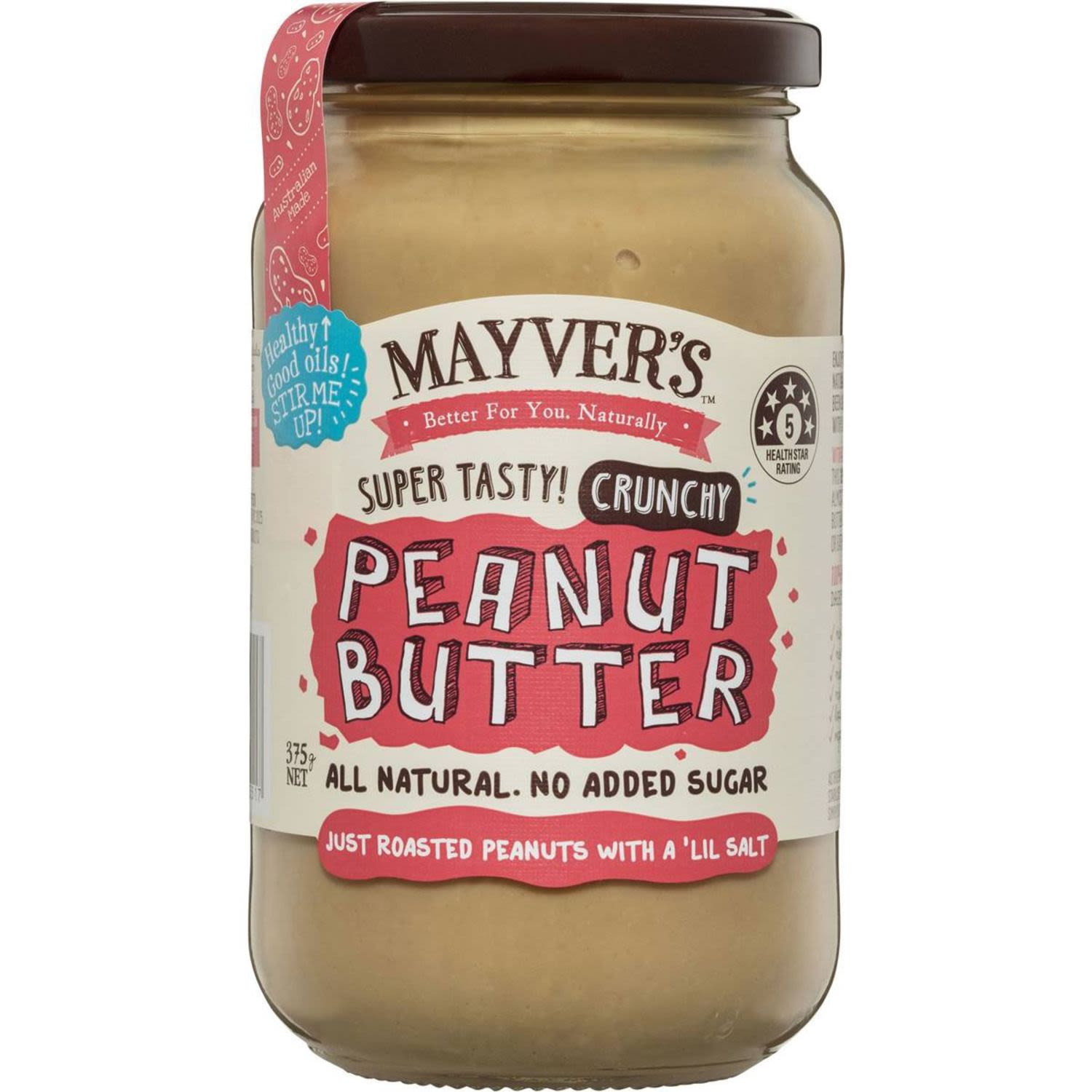 Mayver's Crunchy Peanut Butter, 375 Gram