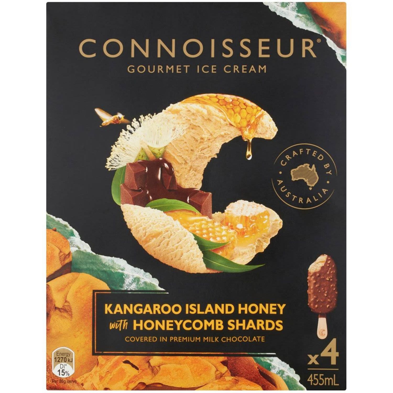 Connoisseur Kangaroo Island Honey With Honeycomb Shards Ice Cream, 4 Each