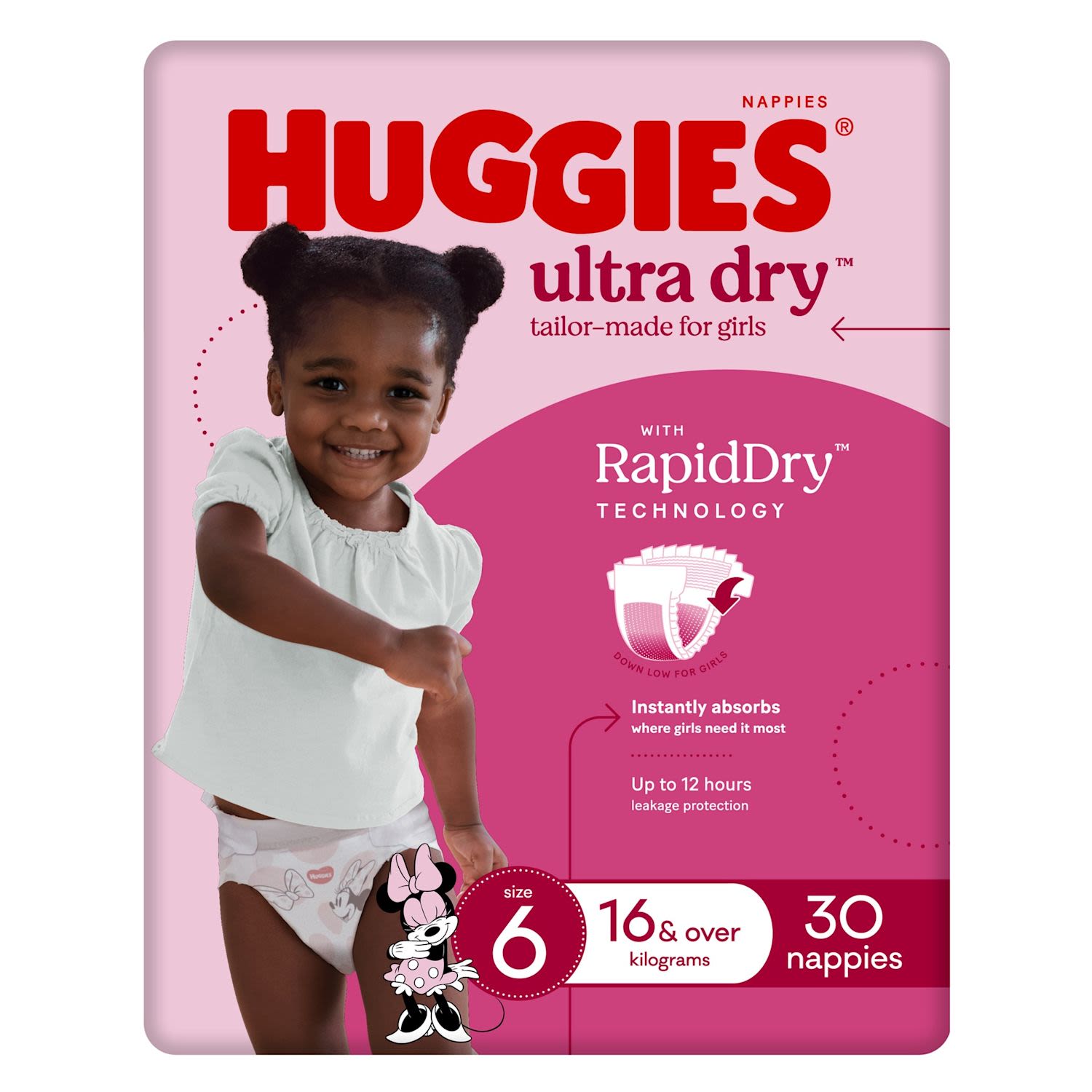 Huggies Ultra Dry Nappies Girls Size 6 (16kg+)