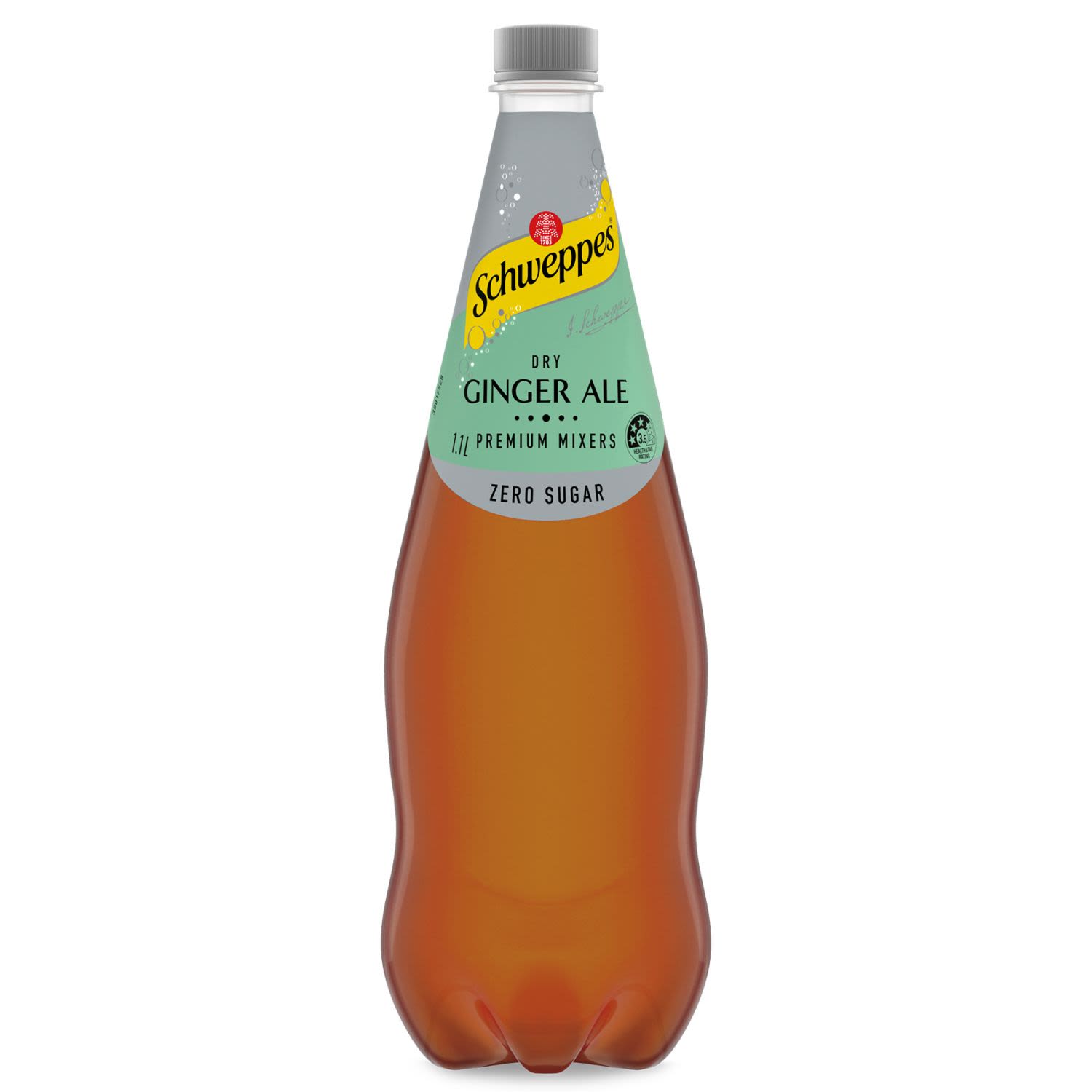 Schweppes Classic Mixers Dry Ginger Ale Zero Sugar, 1.1 Litre