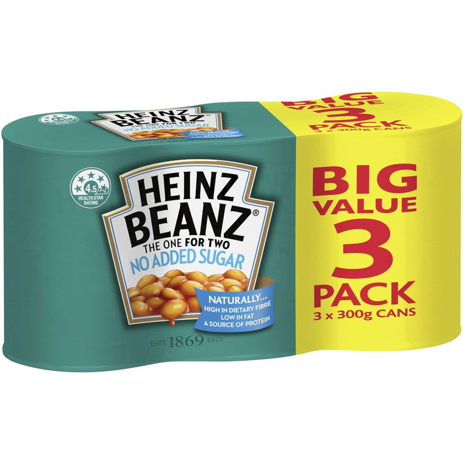 Heinz Baked Beans No Added Sugar, 3 Each