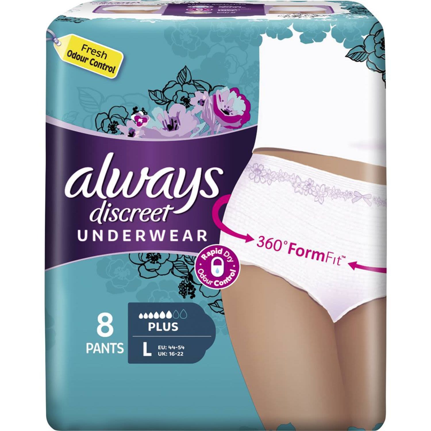 Always Discreet Underwear Large, 8 Each