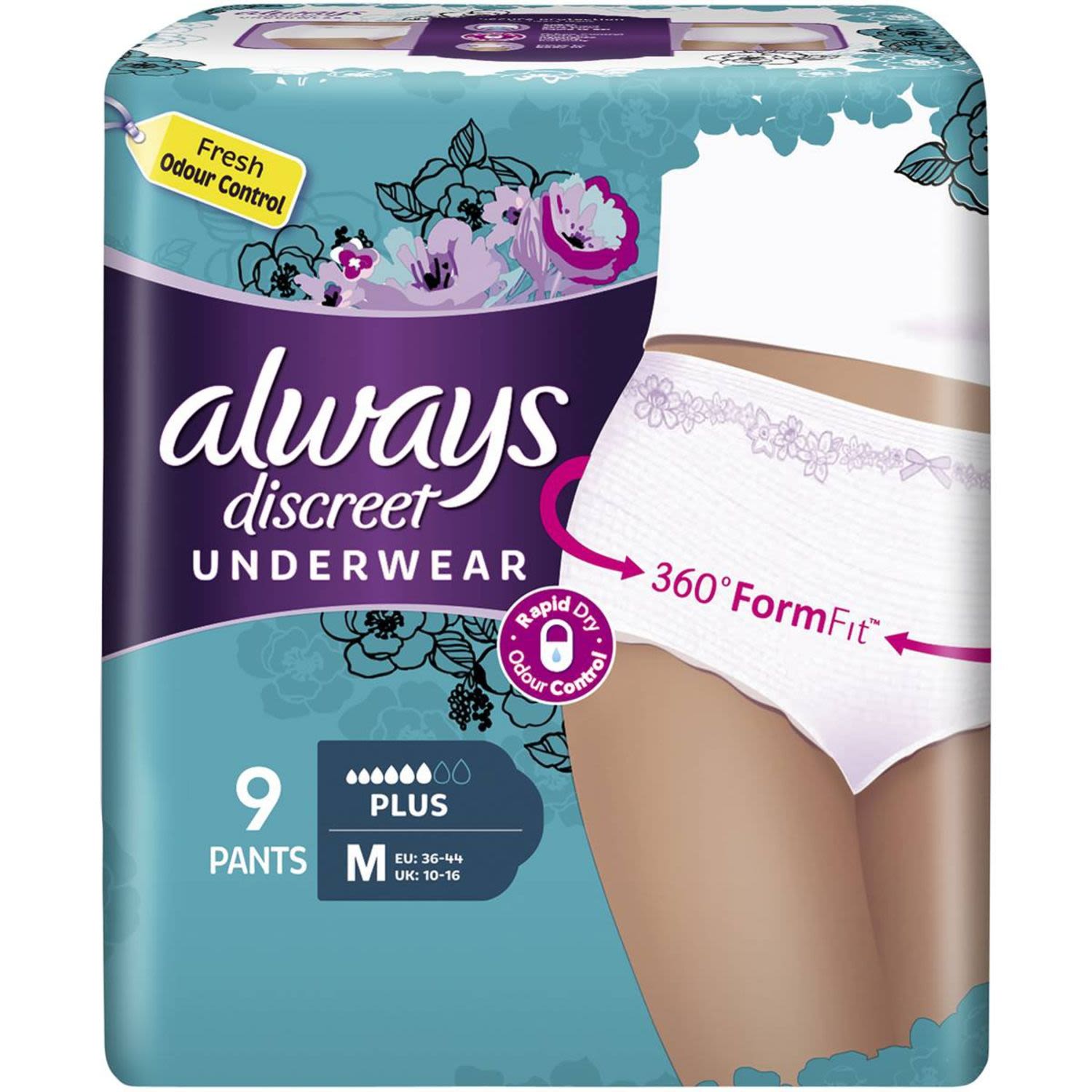 Always Discreet Underwear Plus Medium, 9 Each
