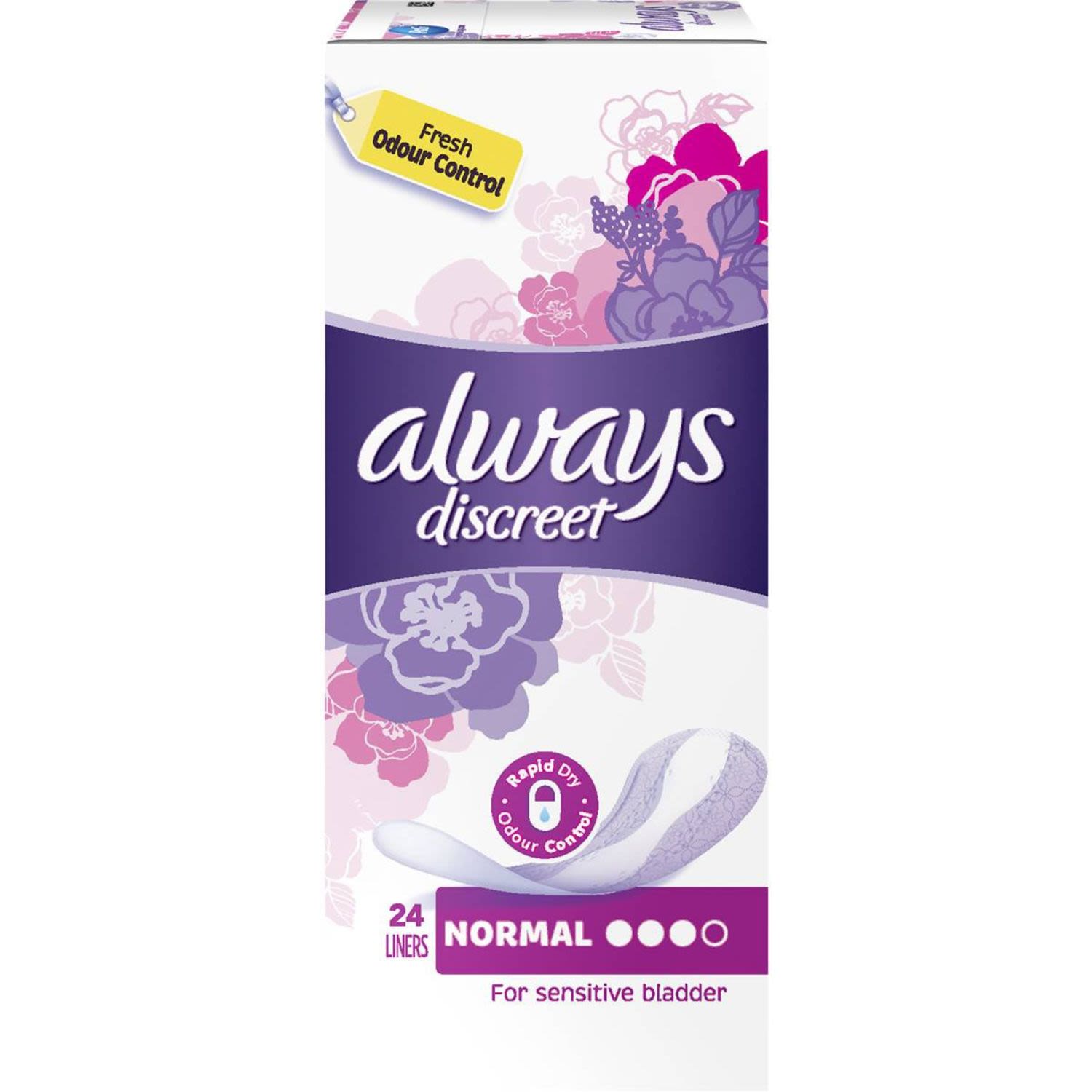 Always Discreet Liners Normal, 24 Each