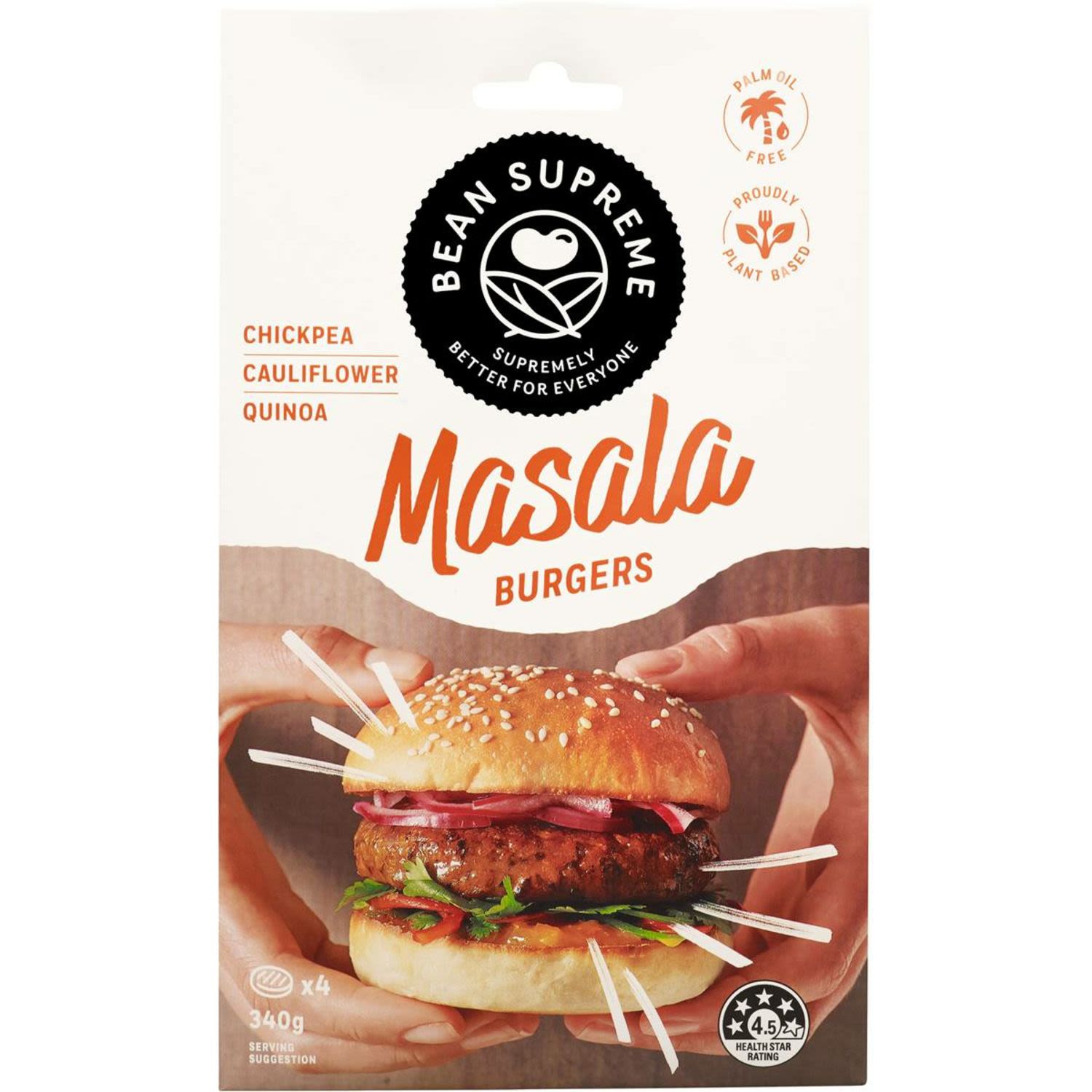 Bean Supreme Plant Based Masala Burgers, 340 Gram