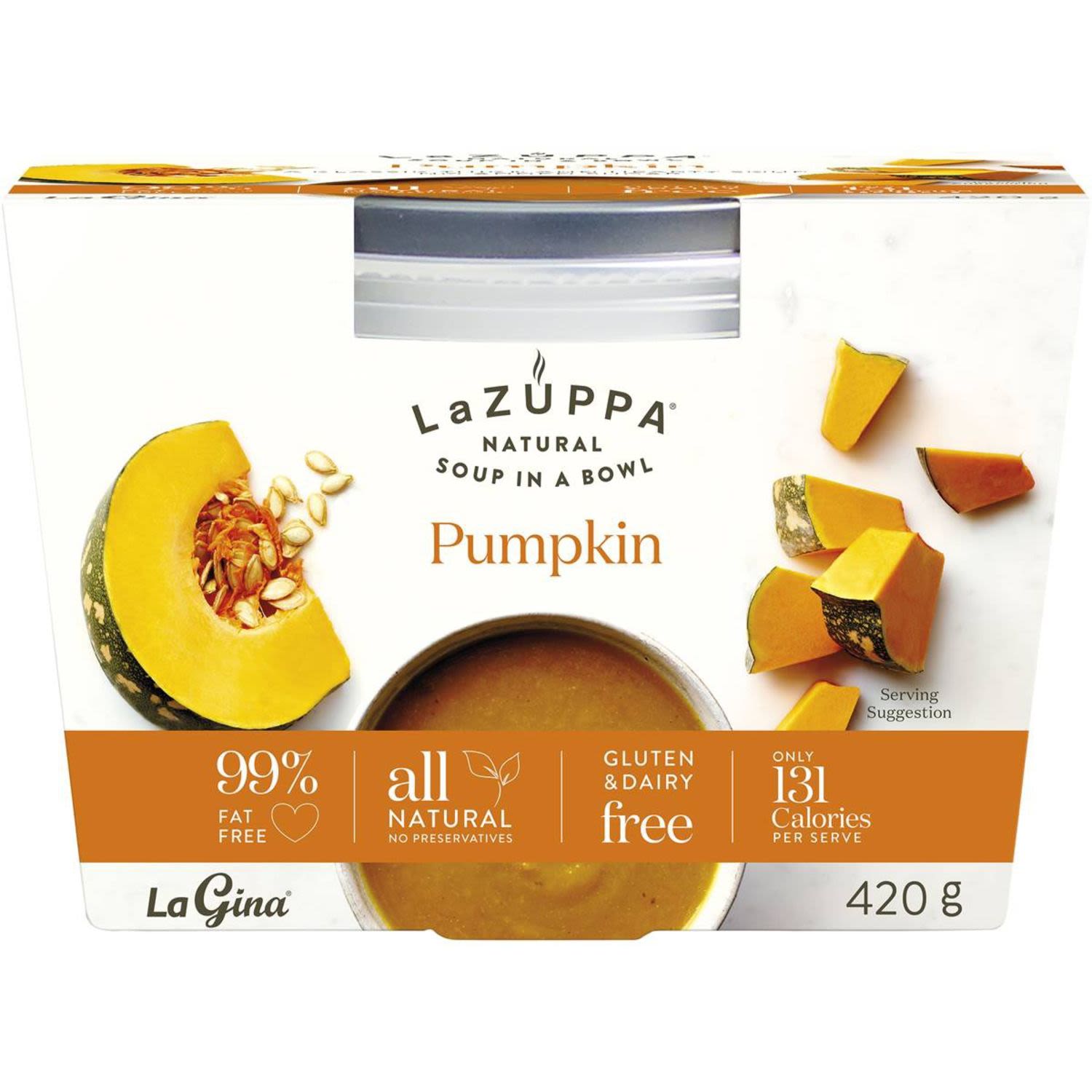 "La Zuppa" is Italian for soup. Made with the finest and freshest ingredients to a traditional recipe, it is a healthy and convenient alternative to making your own soup at home.
- 99% fat free.
- All natural, No Additives
- Gluten & Dairy Free
- Only 131 Calories per serve