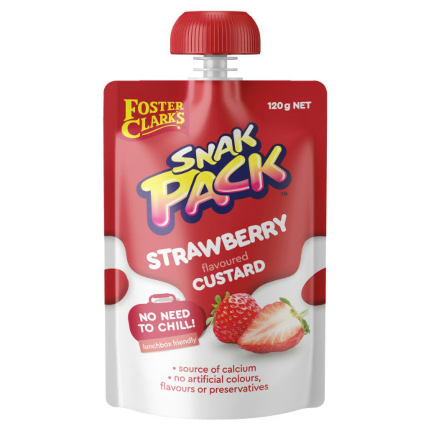 Foster Clark's Snak Pack Custard Pouch Strawberry, 120 Gram