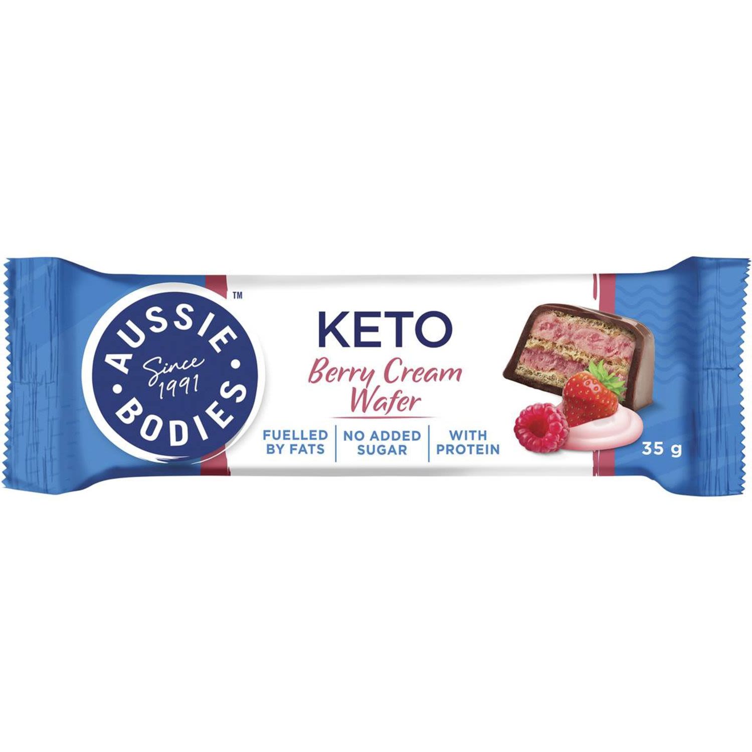 Aussie Bodies Keto Berry Cream Wafer, 35 Gram