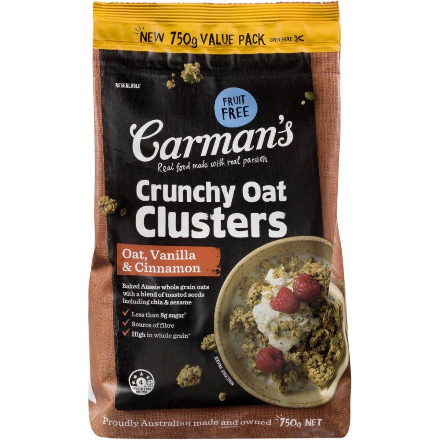 Carman's Clusters Oat Vanilla & Cinnamon, 750 Gram