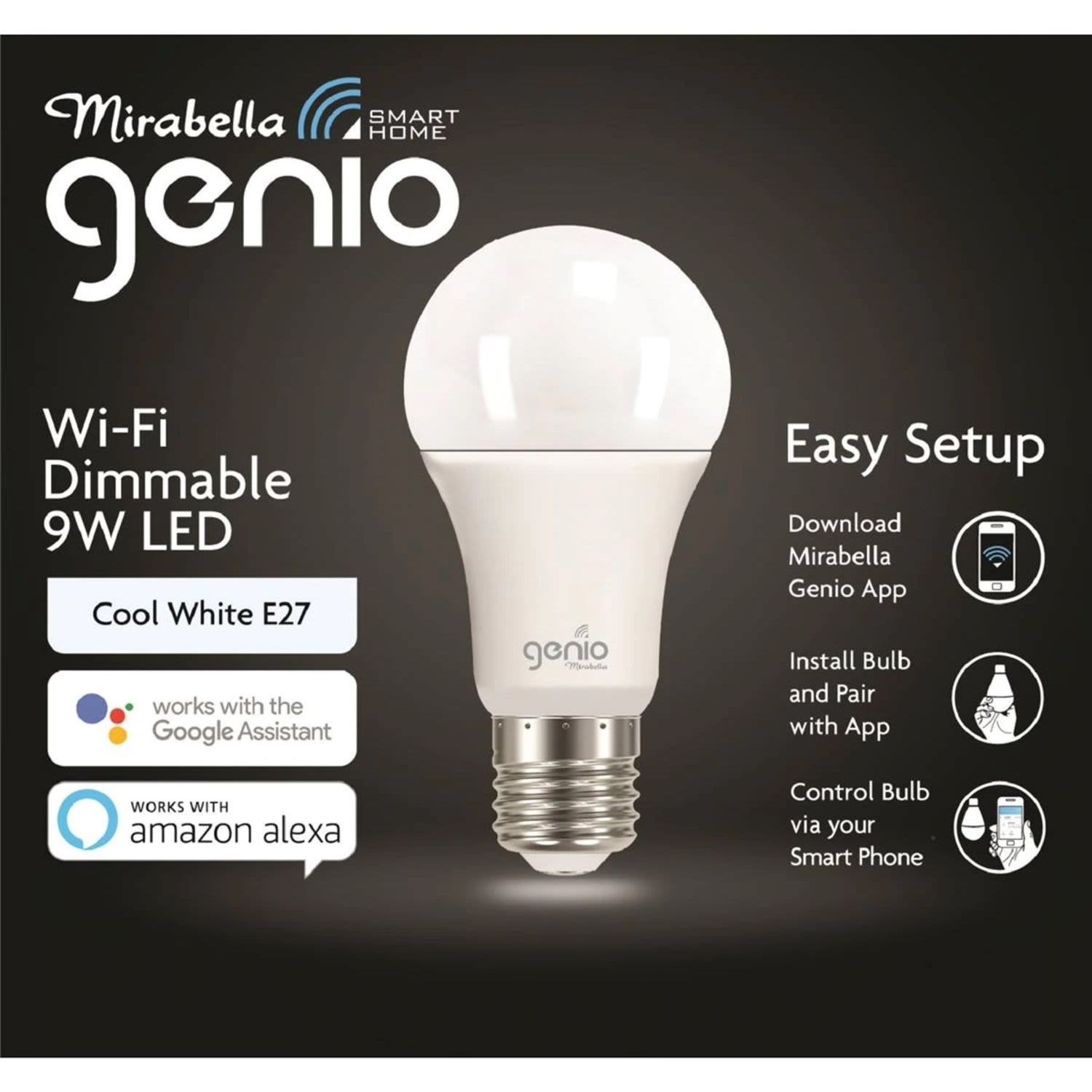 Mirabella Genio Wi-Fi Dimmable 9W Led Light Bulb, 1 Each
