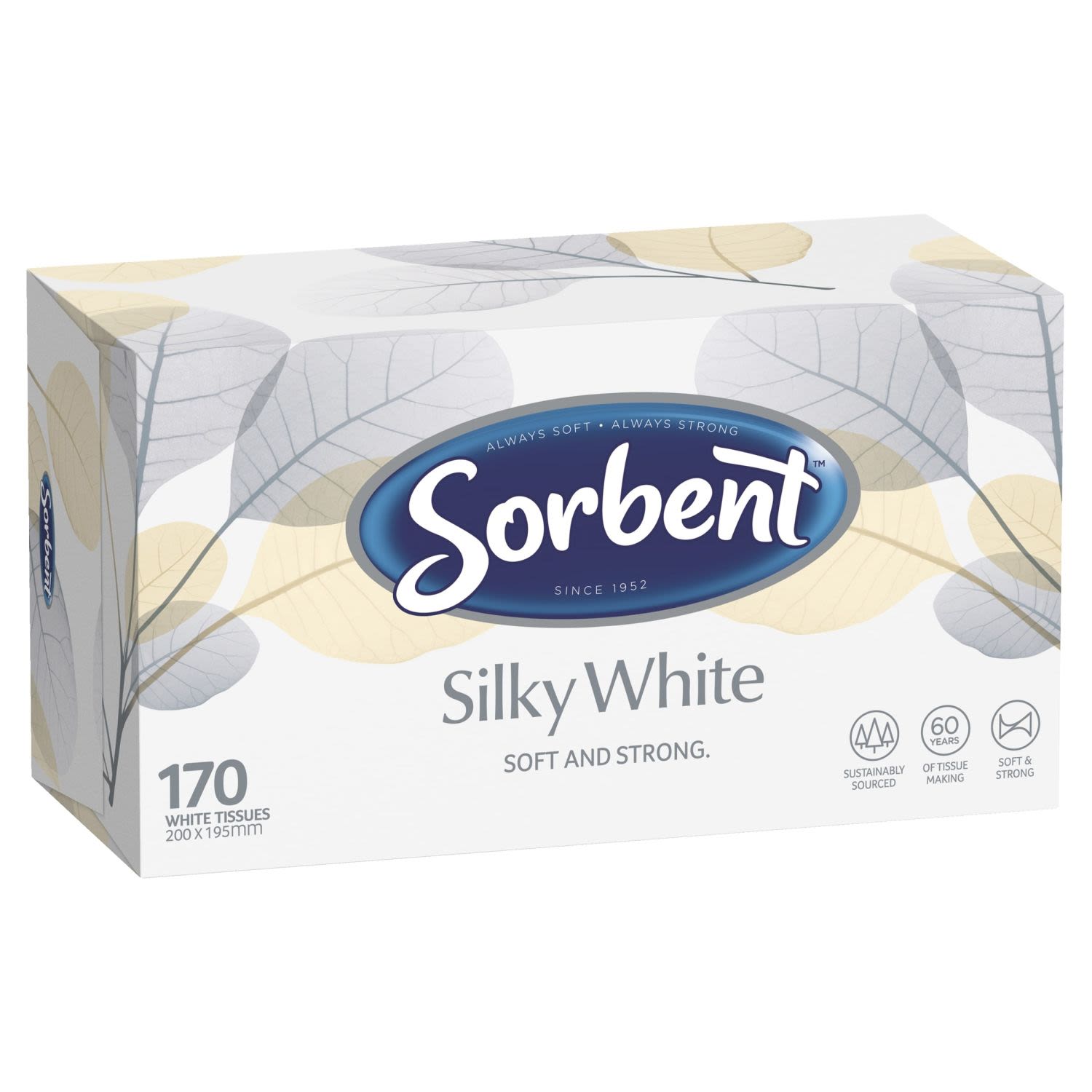 Silky White Facial Tissue, 170 Each