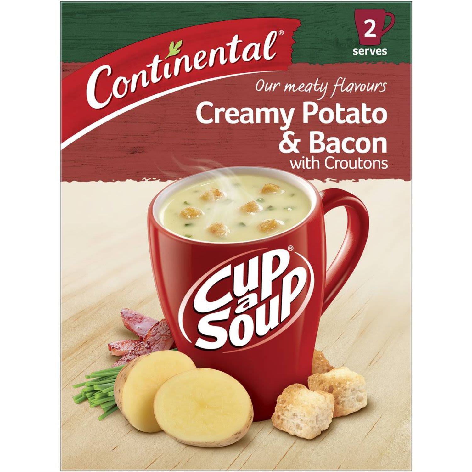 Continental Cup A Soup Creamy Potato & Bacon With Croutons, 2 Each