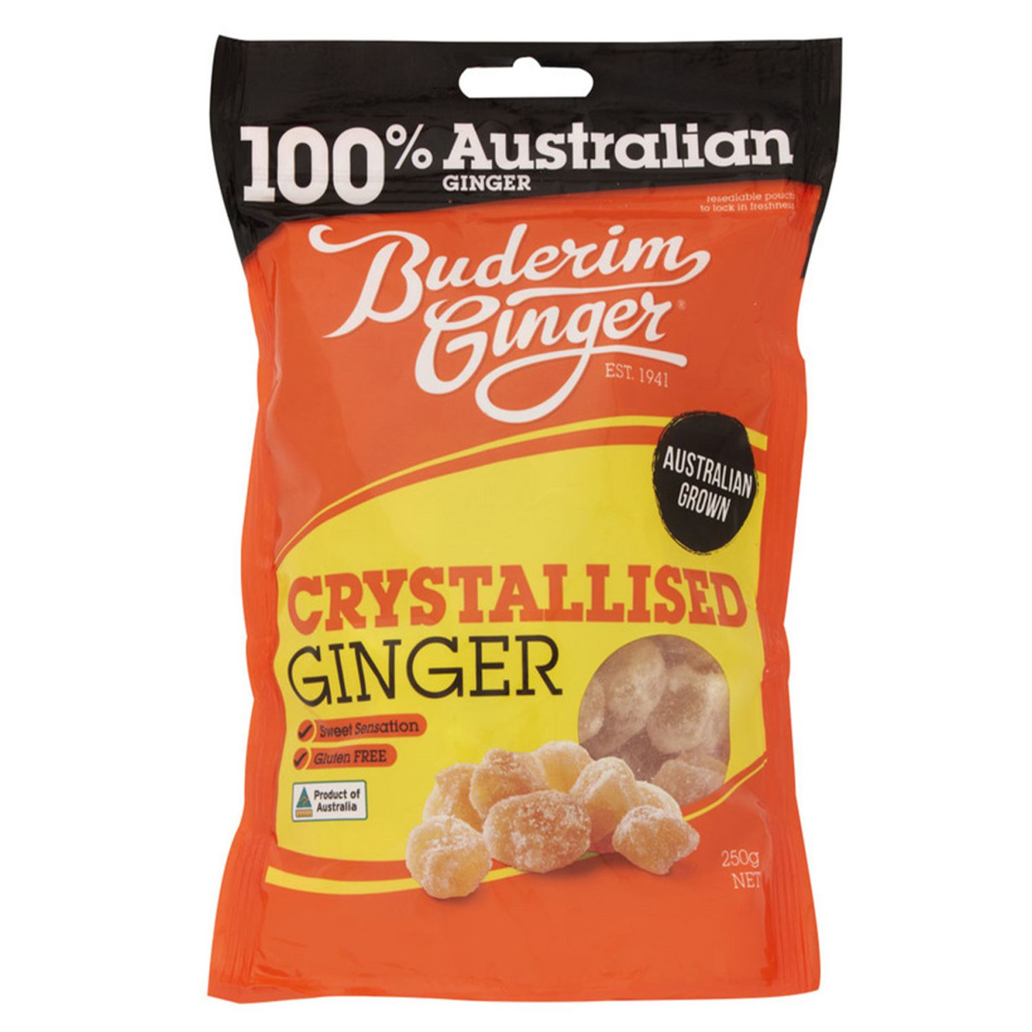Buderim Ginger Crystallised Mild Ginger, 250 Gram