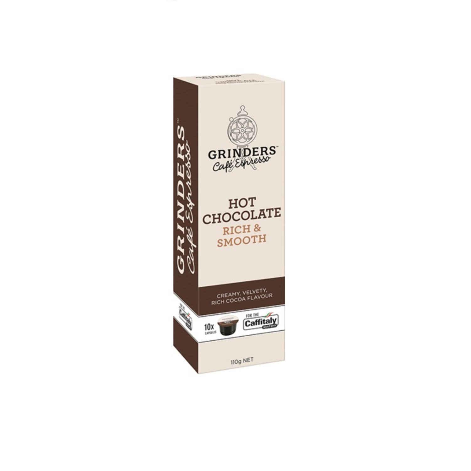 Grinders Hot Chocolate Rich & Smooth Capsules, 10 Each