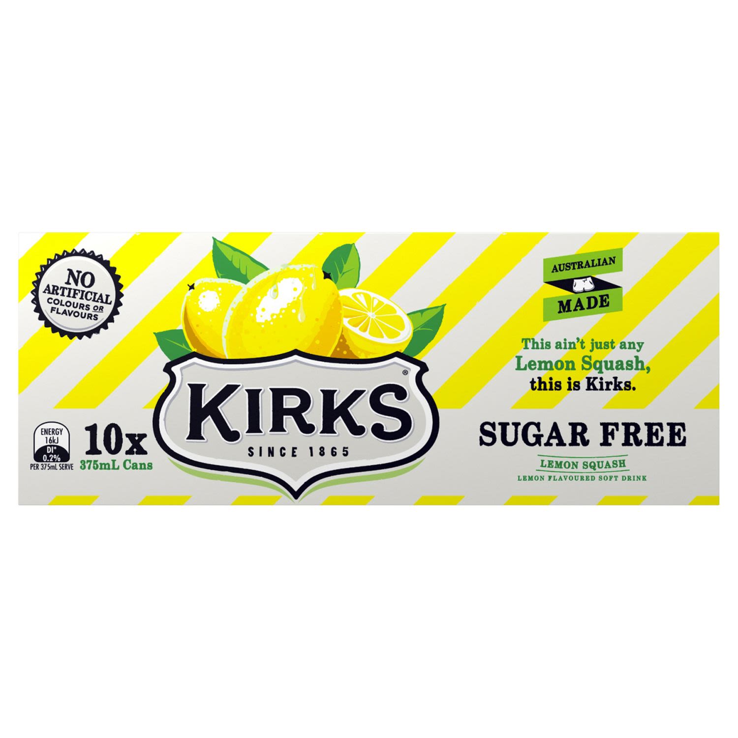 Kirks Sugar Free Lemon Squash Multipack Cans 375ml, 10 Each