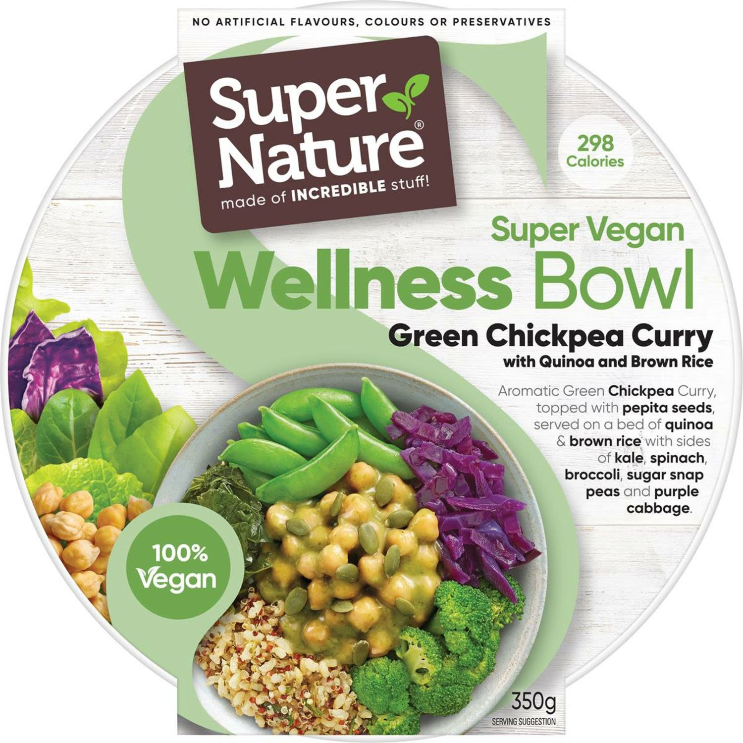 Super Nature Wellness Bowl Green Chickpea Curry With Quinoa & Brown Rice, 350 Gram
