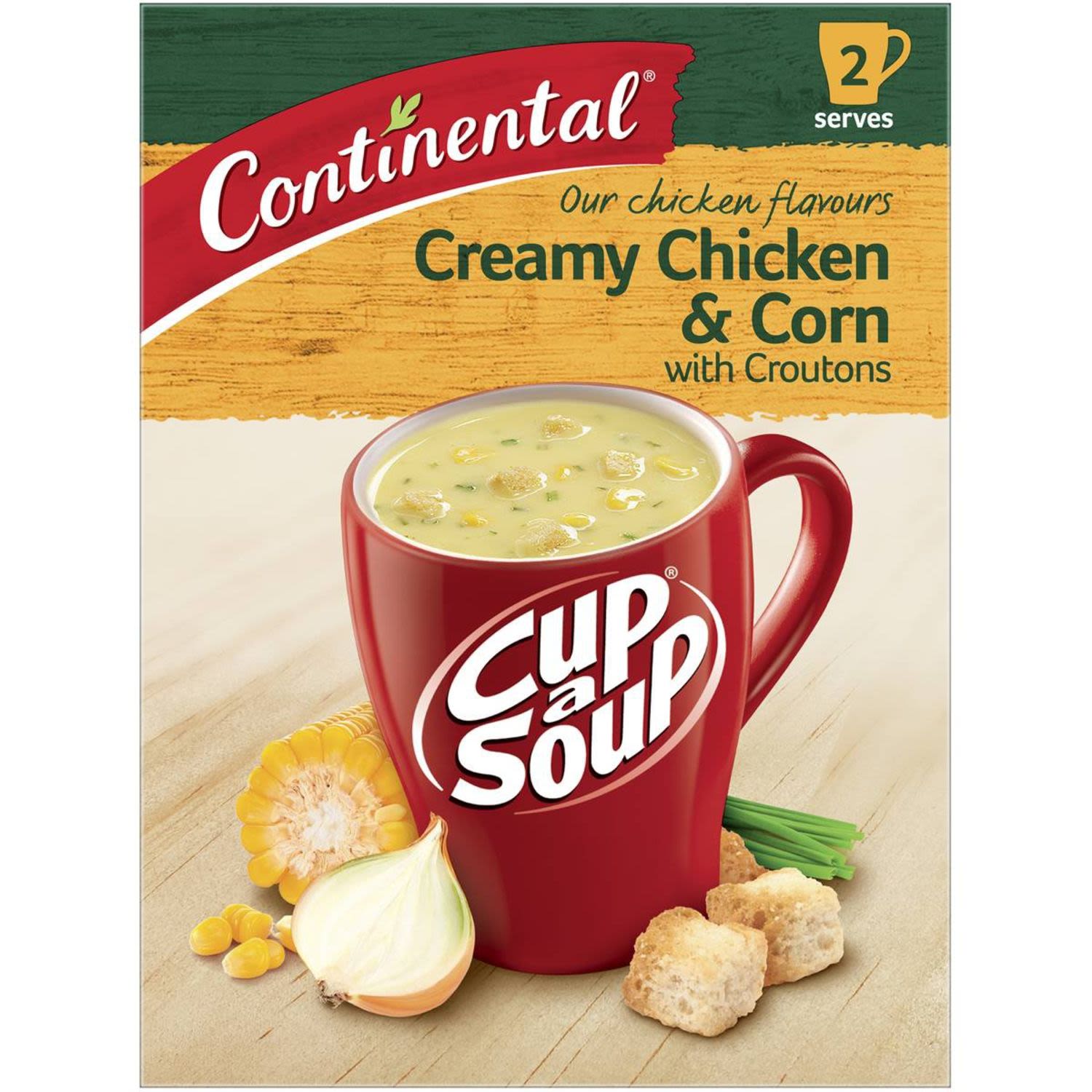 Continental Cup A Soup Creamy Chicken & Corn With Croutons, 2 Each