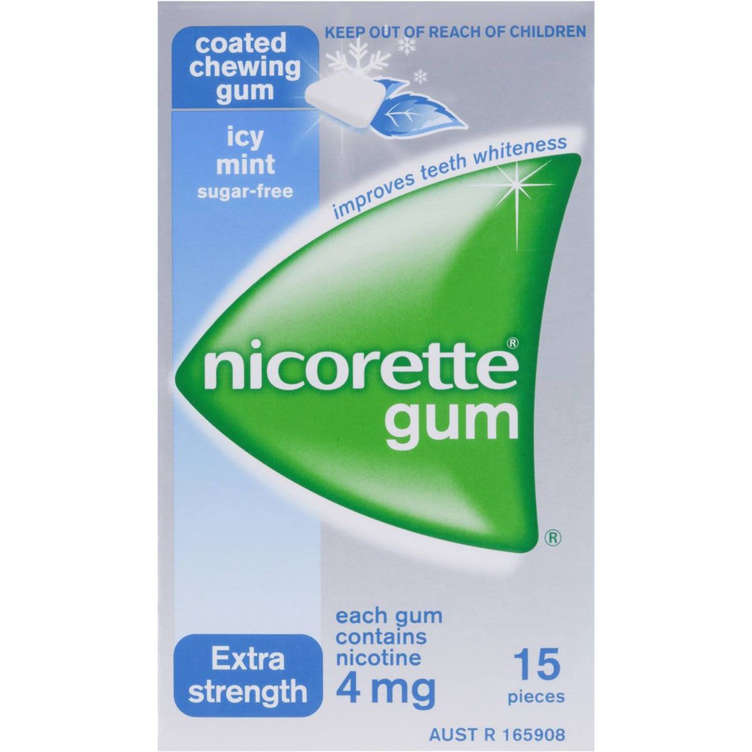 Nicorette Quit Smoking Gum Icy Mint 4mg Extra Strong, 15 Each
