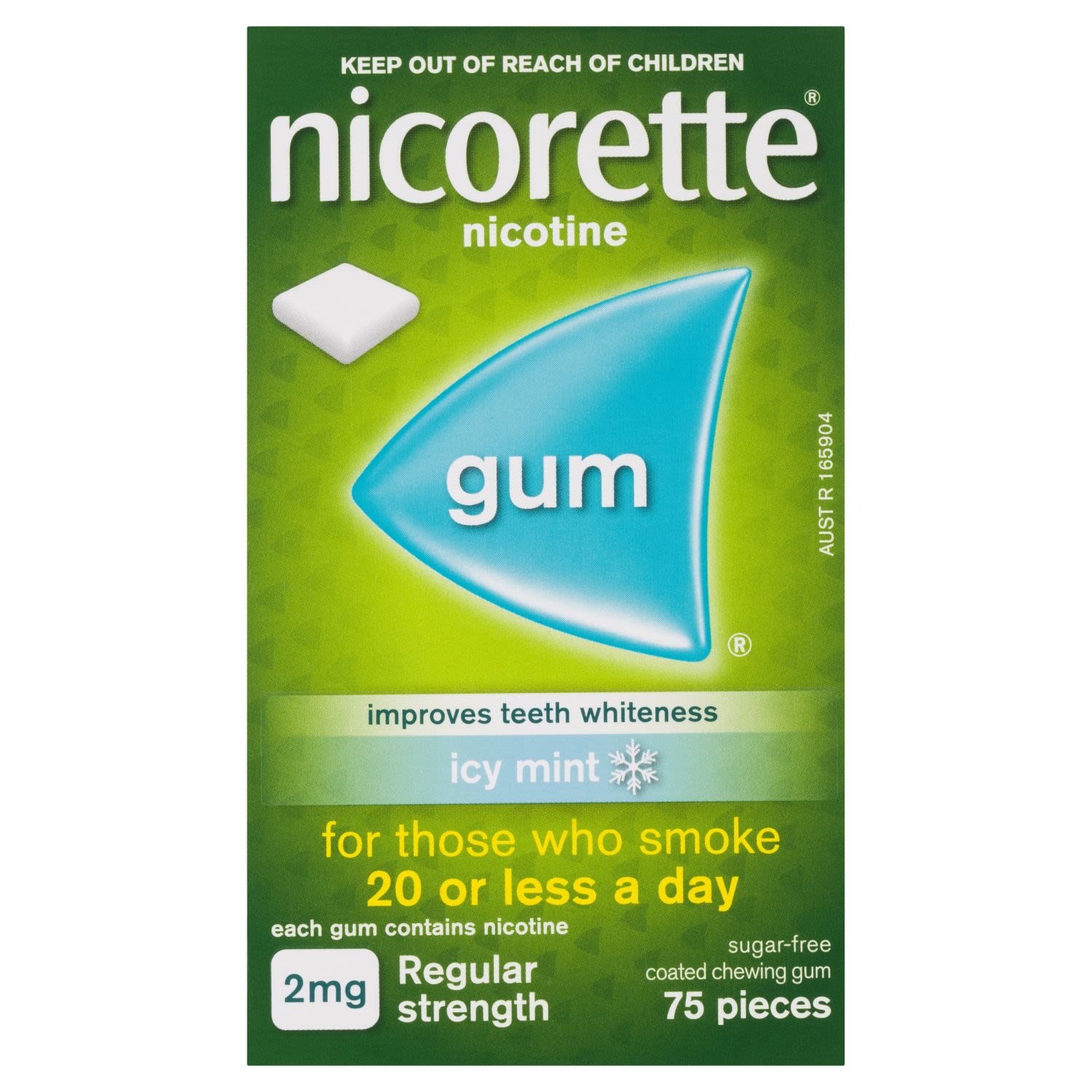 Nicorette Nicotine Gum Icy Mint 2mg Regular Strength, 75 Each