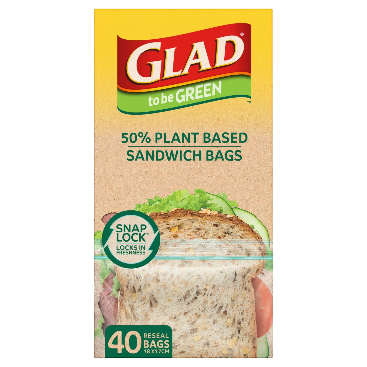 Glad to be Green 50% Plant Based Sandwich Bags, 40 Each